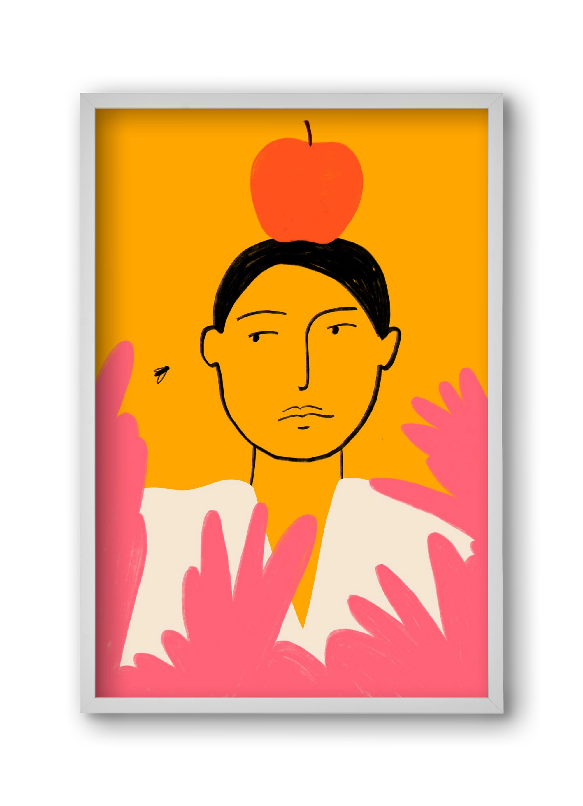 APPLE AND FLY, 30x45 cm (30x45 cm), Fehér keret