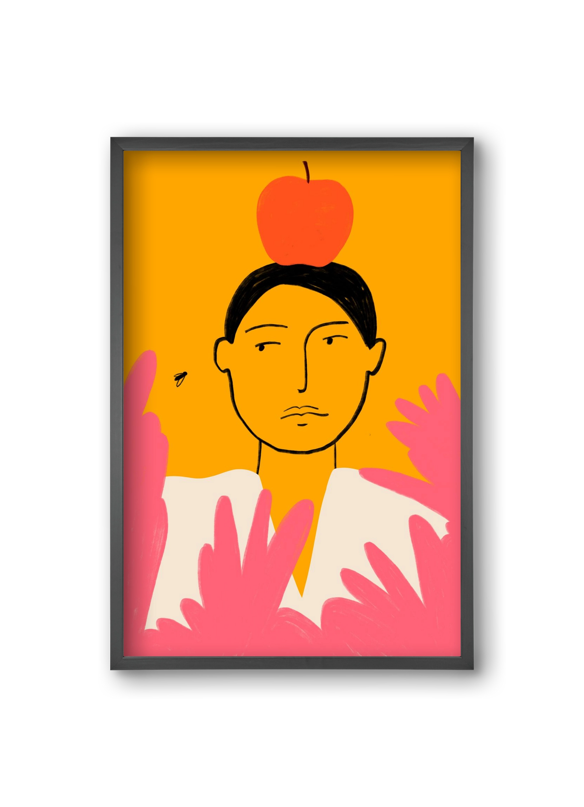 APPLE AND FLY, 20x30 cm (20x30 cm), Fekete keret