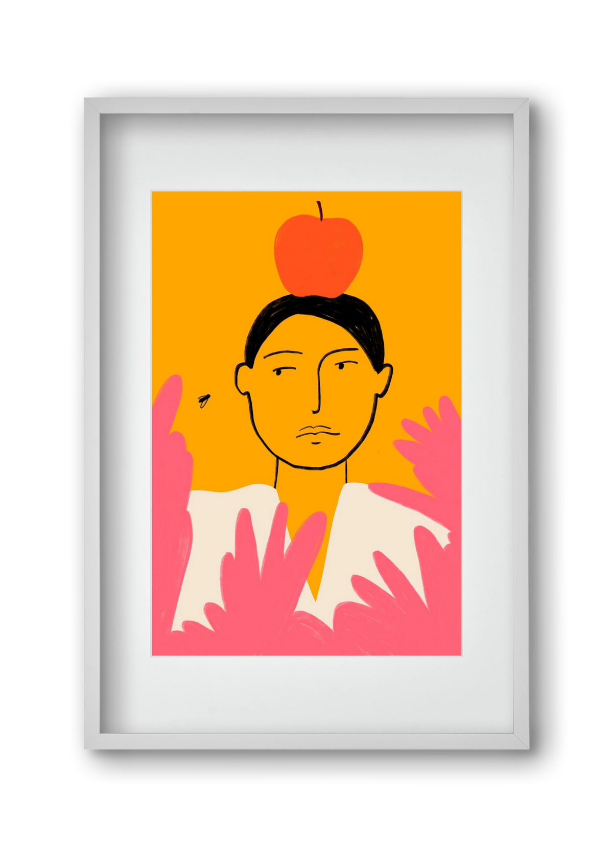 APPLE AND FLY, 30x45 cm (20x30 cm), Fehér keret, paszpartuval