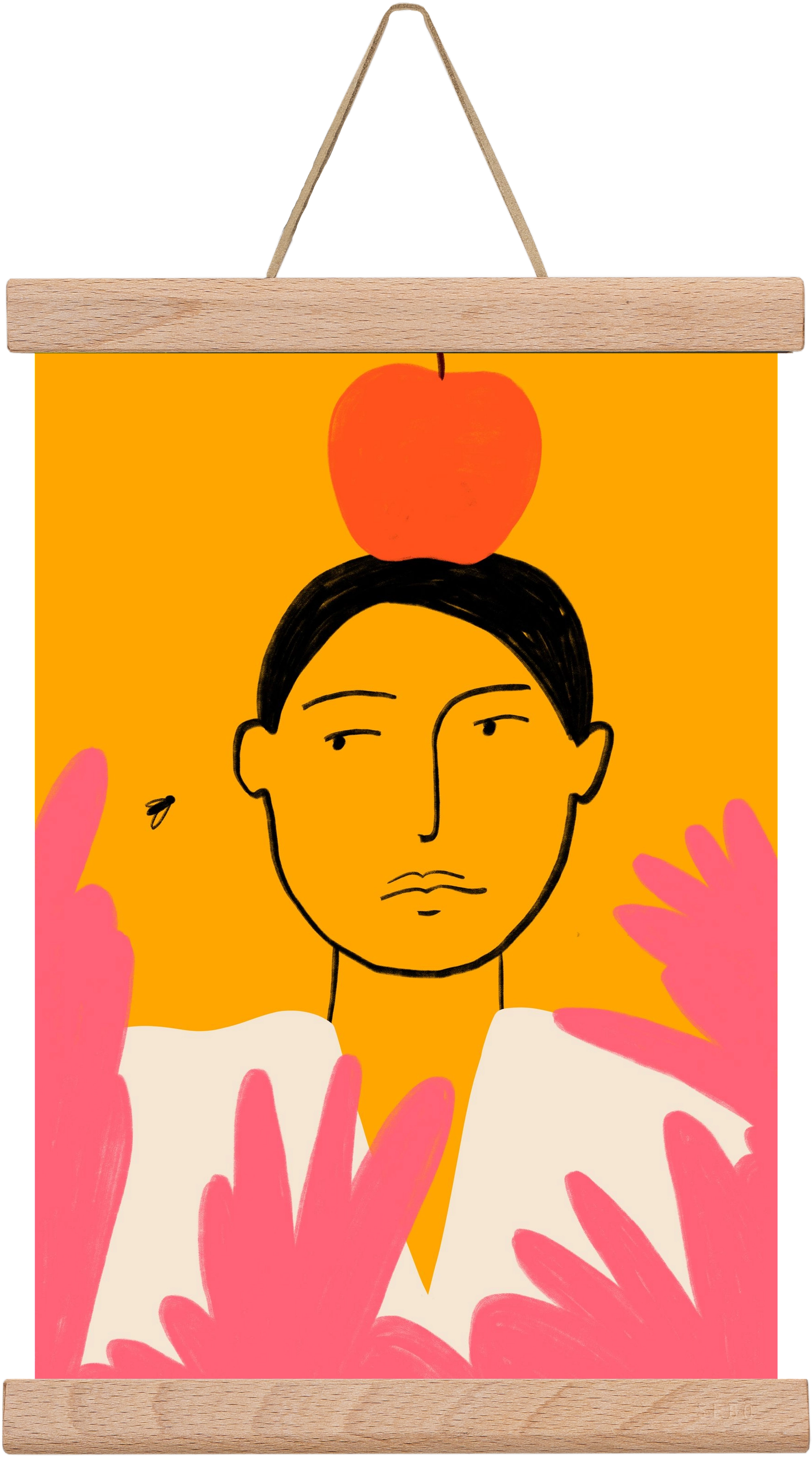 APPLE AND FLY, 20x30 cm (20x30 cm), Tölgy akasztó