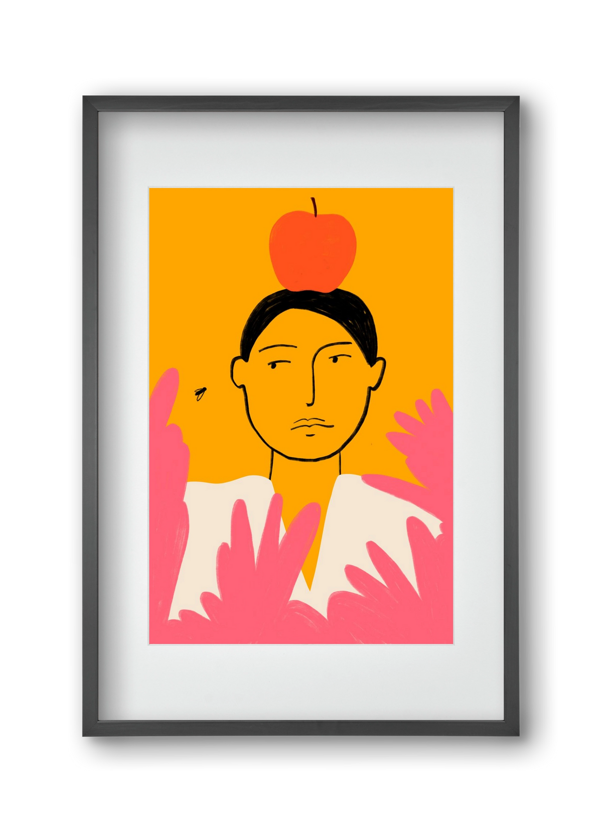 APPLE AND FLY, 30x45 cm (20x30 cm), Fekete keret, paszpartuval