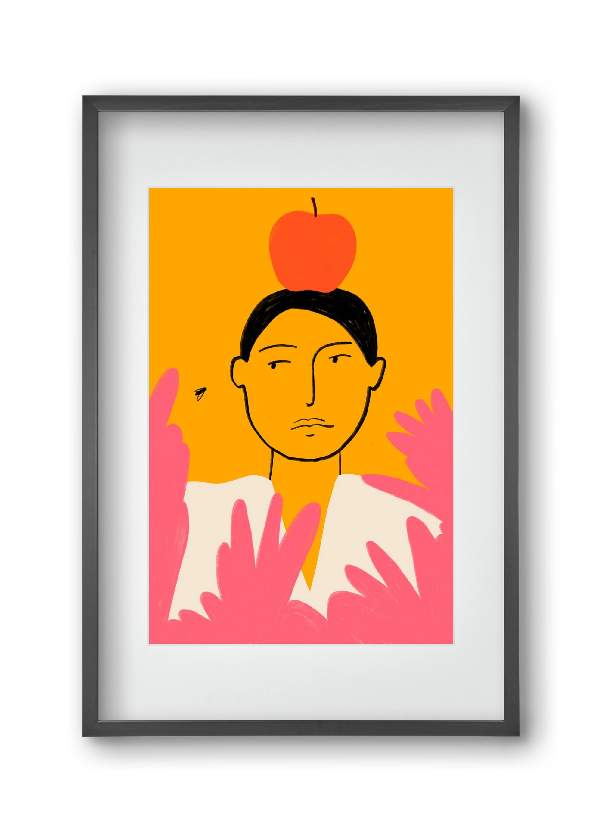 APPLE AND FLY, 30x45 cm (20x30 cm), Fekete keret, paszpartuval