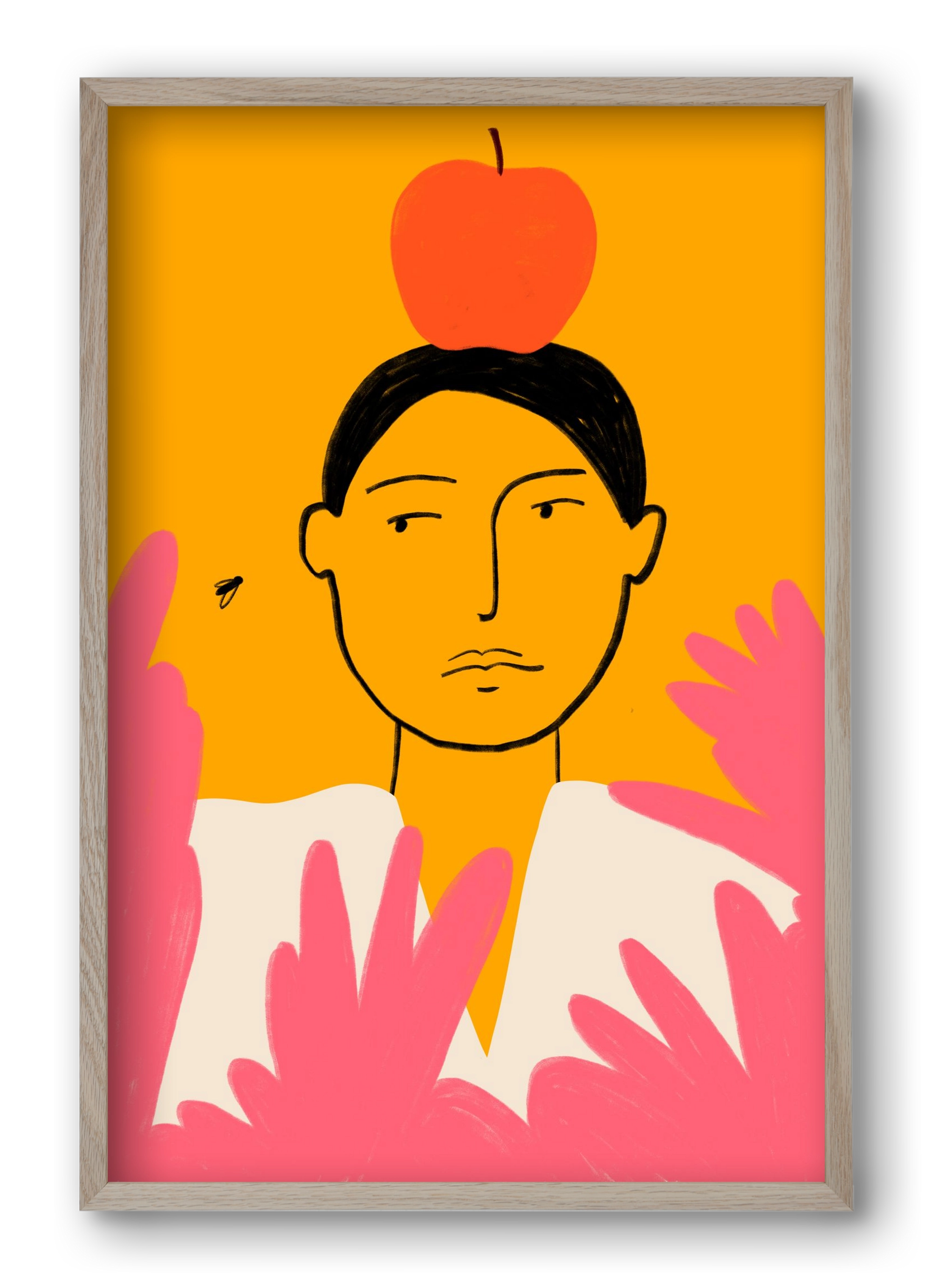 APPLE AND FLY, 40x60 cm (40x60 cm), Tölgy keret