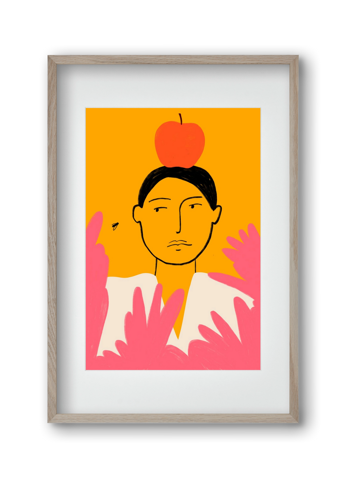 APPLE AND FLY, 30x45 cm (20x30 cm), Tölgy keret, paszpartuval