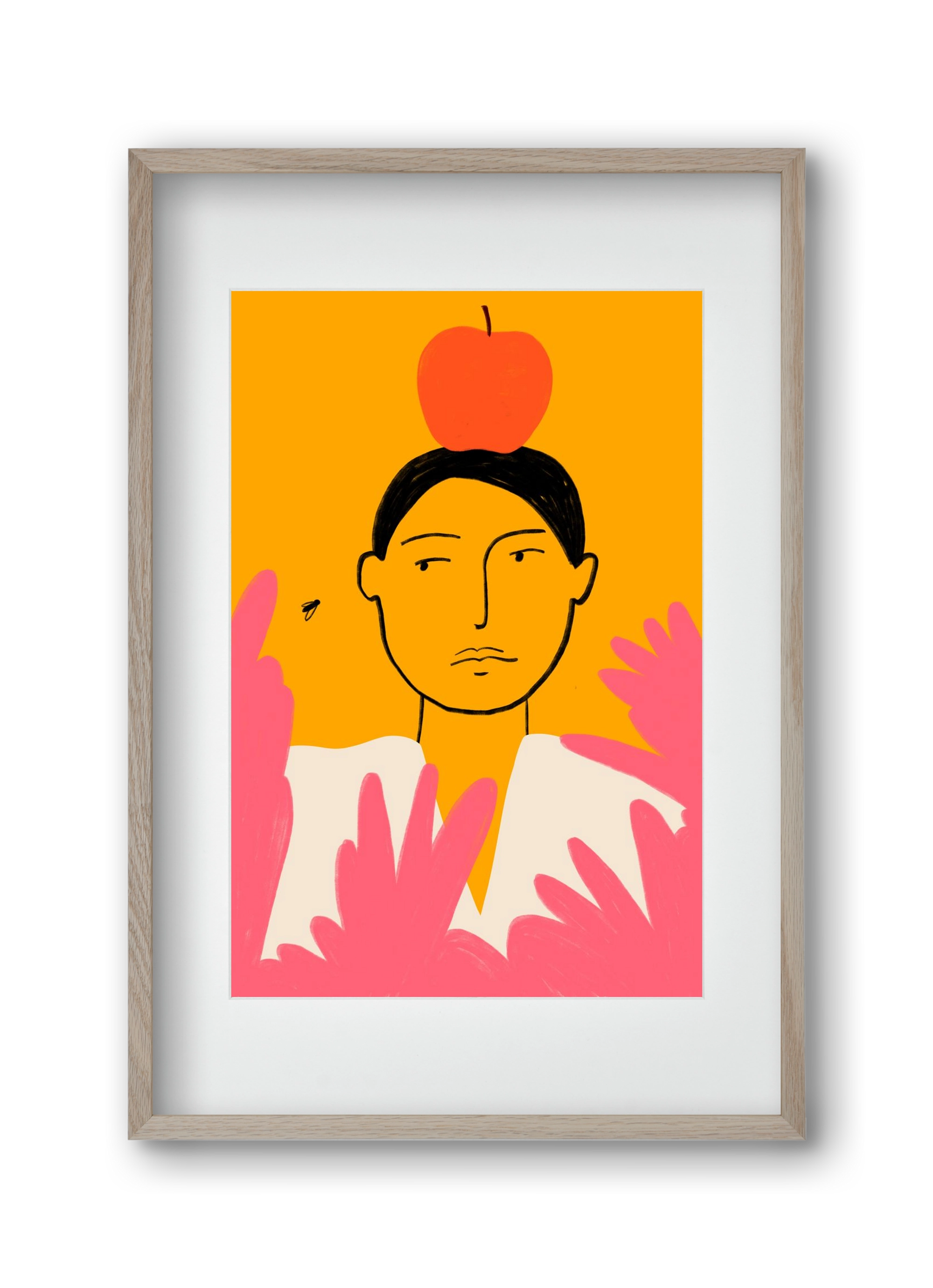 APPLE AND FLY, 30x45 cm (20x30 cm), Tölgy keret, paszpartuval