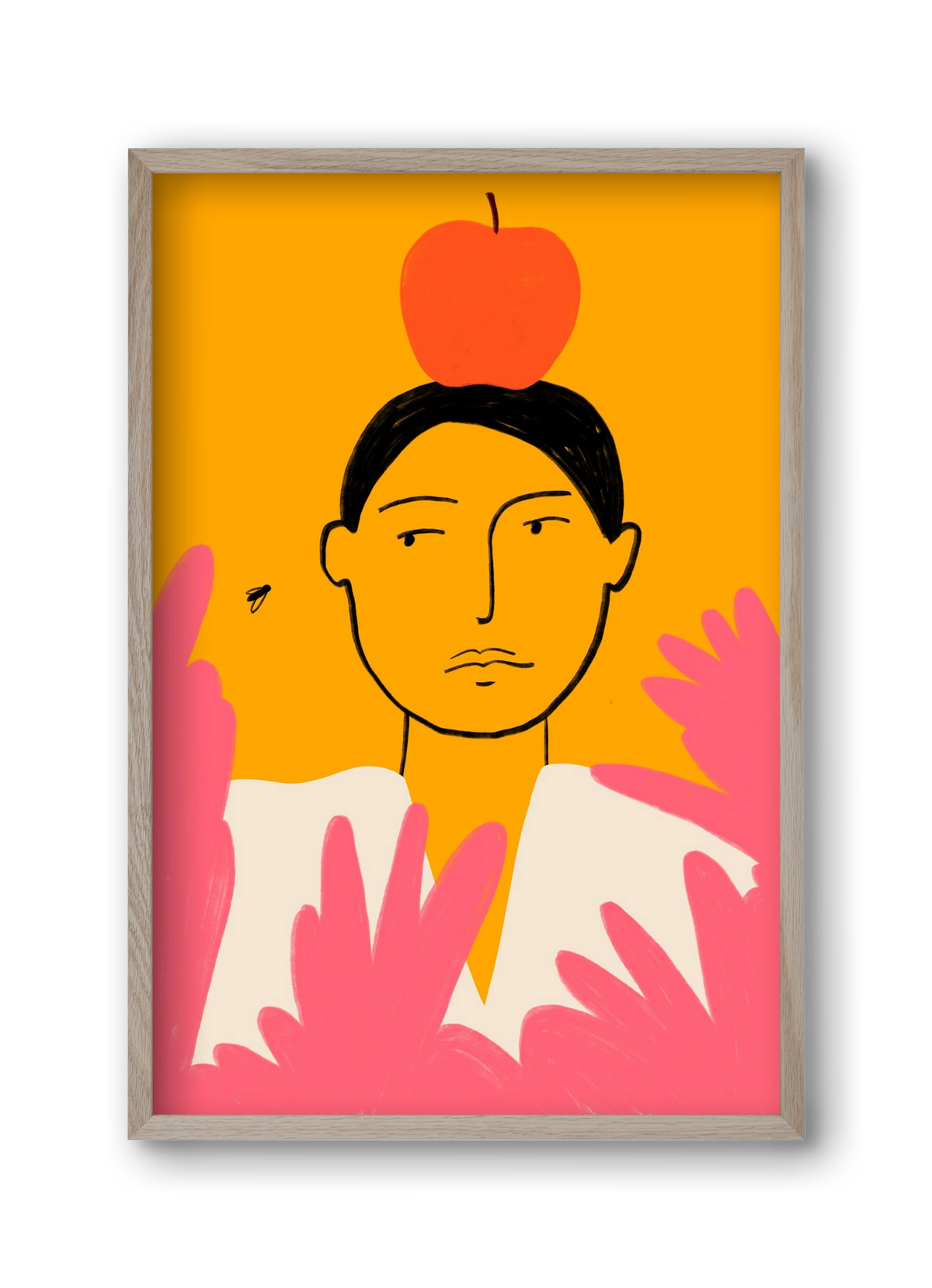 APPLE AND FLY, 30x45 cm (30x45 cm), Tölgy keret