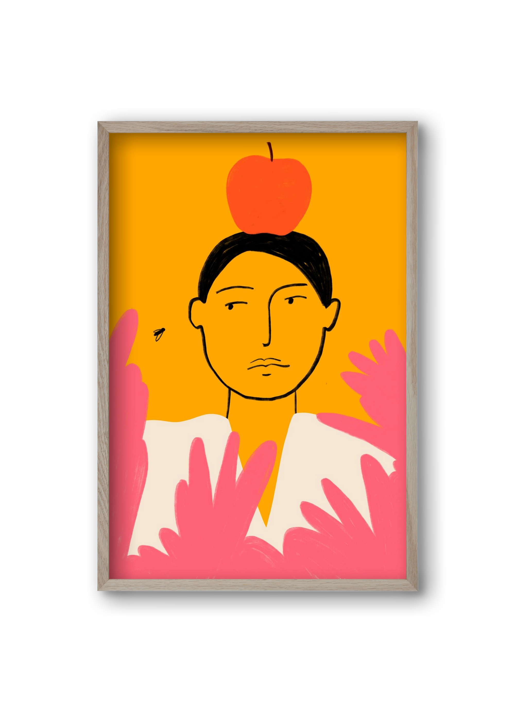 APPLE AND FLY, 20x30 cm (20x30 cm), Tölgy keret