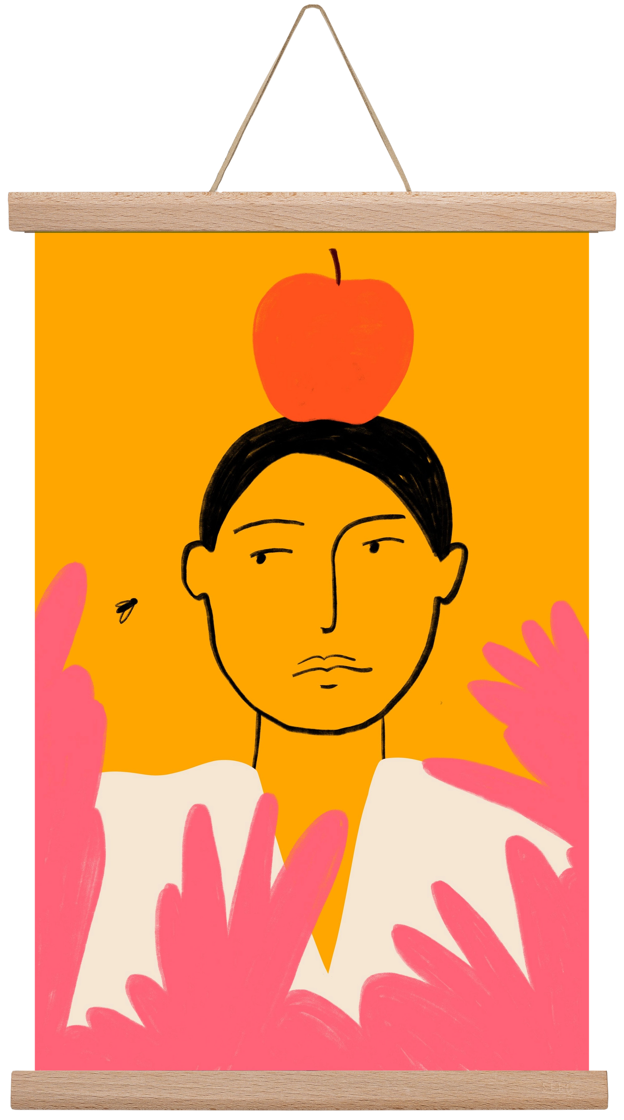 APPLE AND FLY, 30x45 cm (30x45 cm), Tölgy akasztó