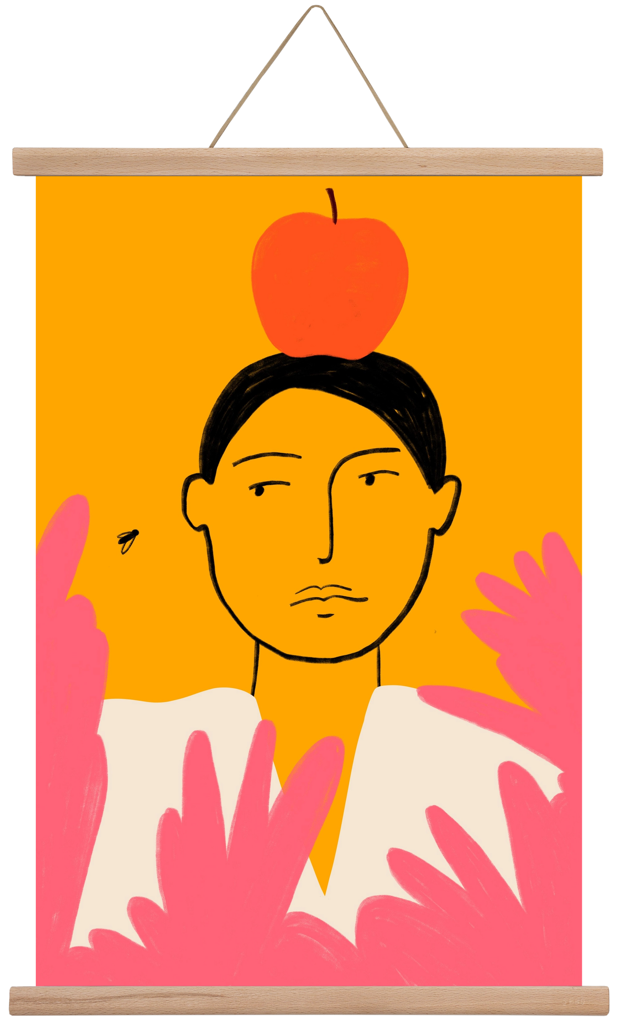 APPLE AND FLY, 40x60 cm (40x60 cm), Tölgy akasztó