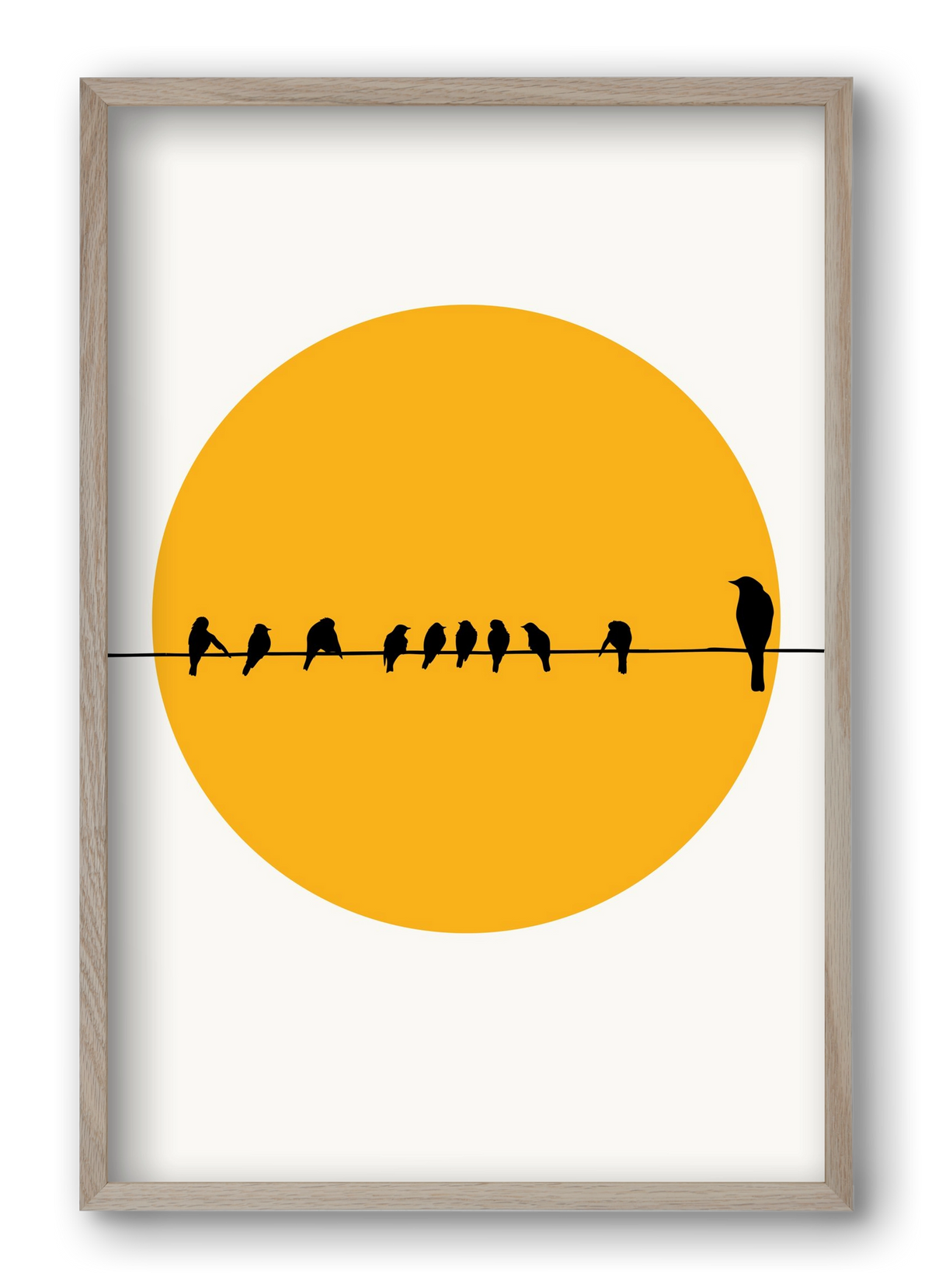 Birds family, 40x60 cm (40x60 cm), Tölgy keret