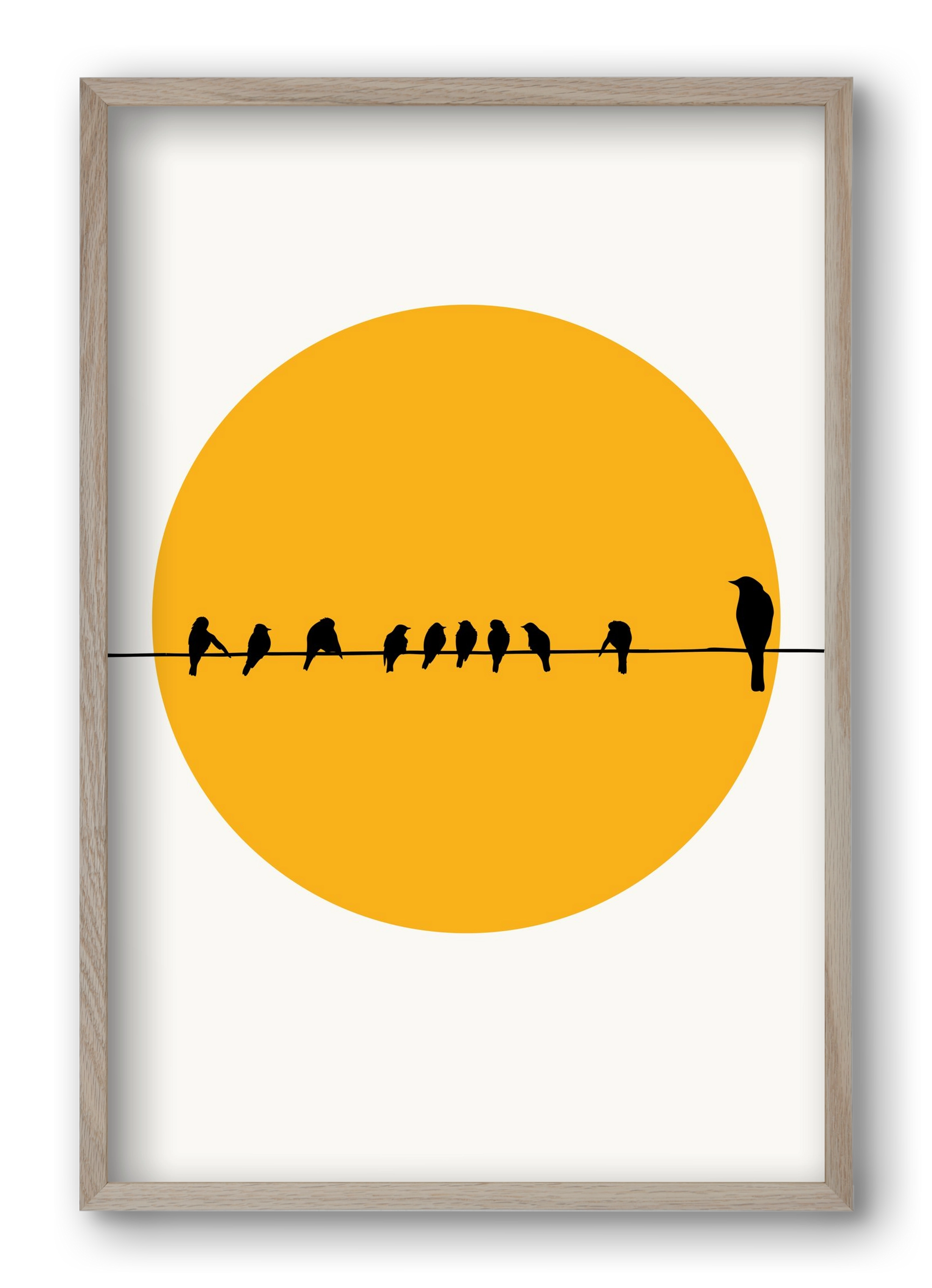 Birds family, 40x60 cm (40x60 cm), Tölgy keret