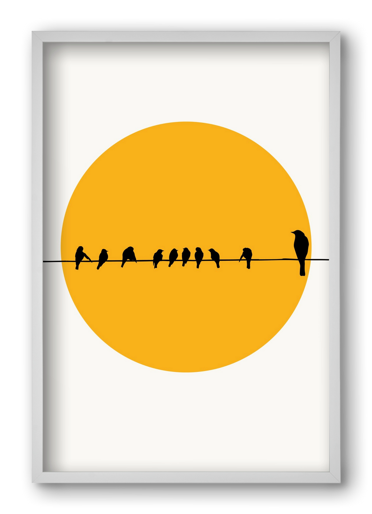 Birds family, 40x60 cm (40x60 cm), Fehér keret