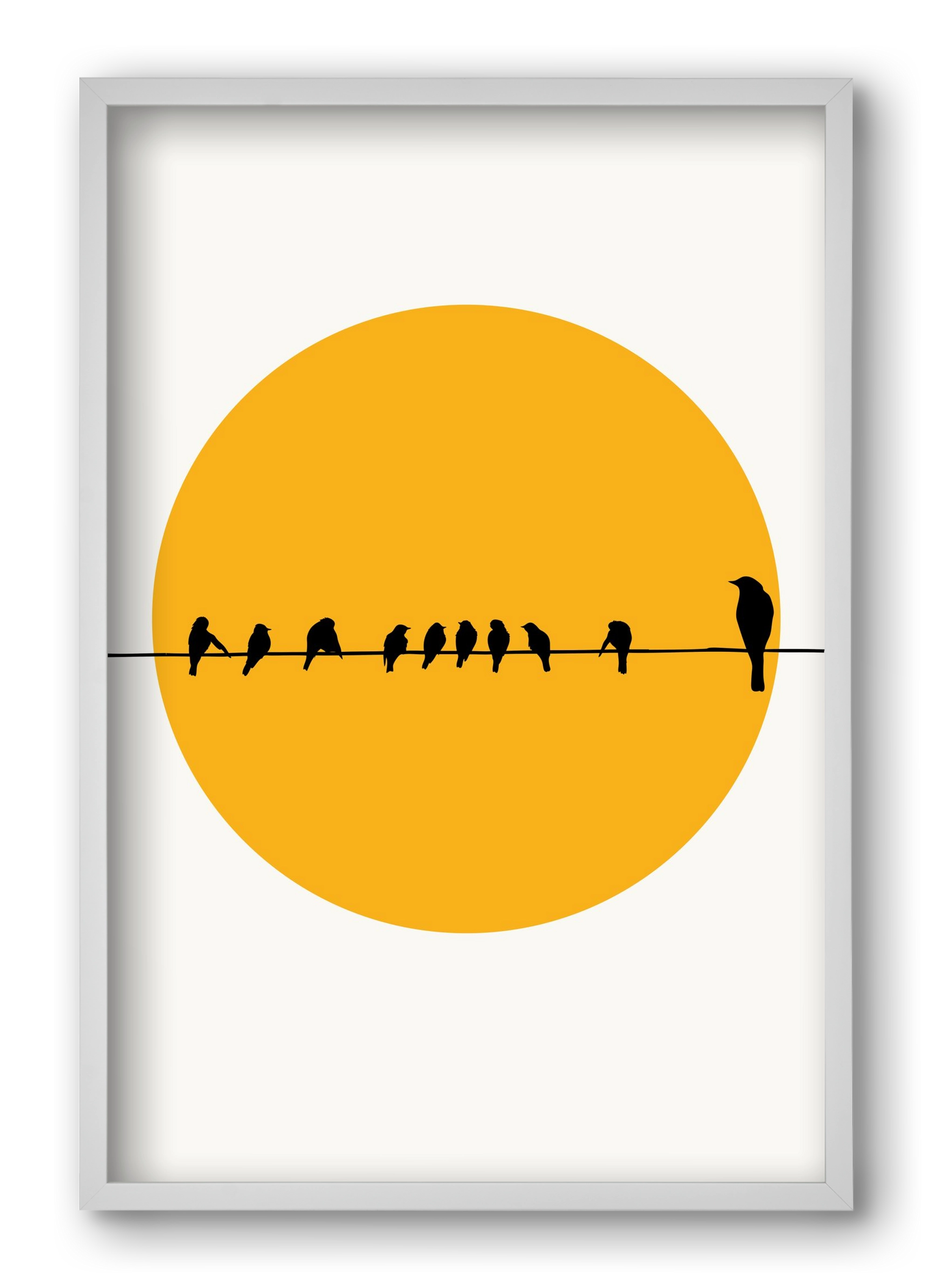 Birds family, 40x60 cm (40x60 cm), Fehér keret