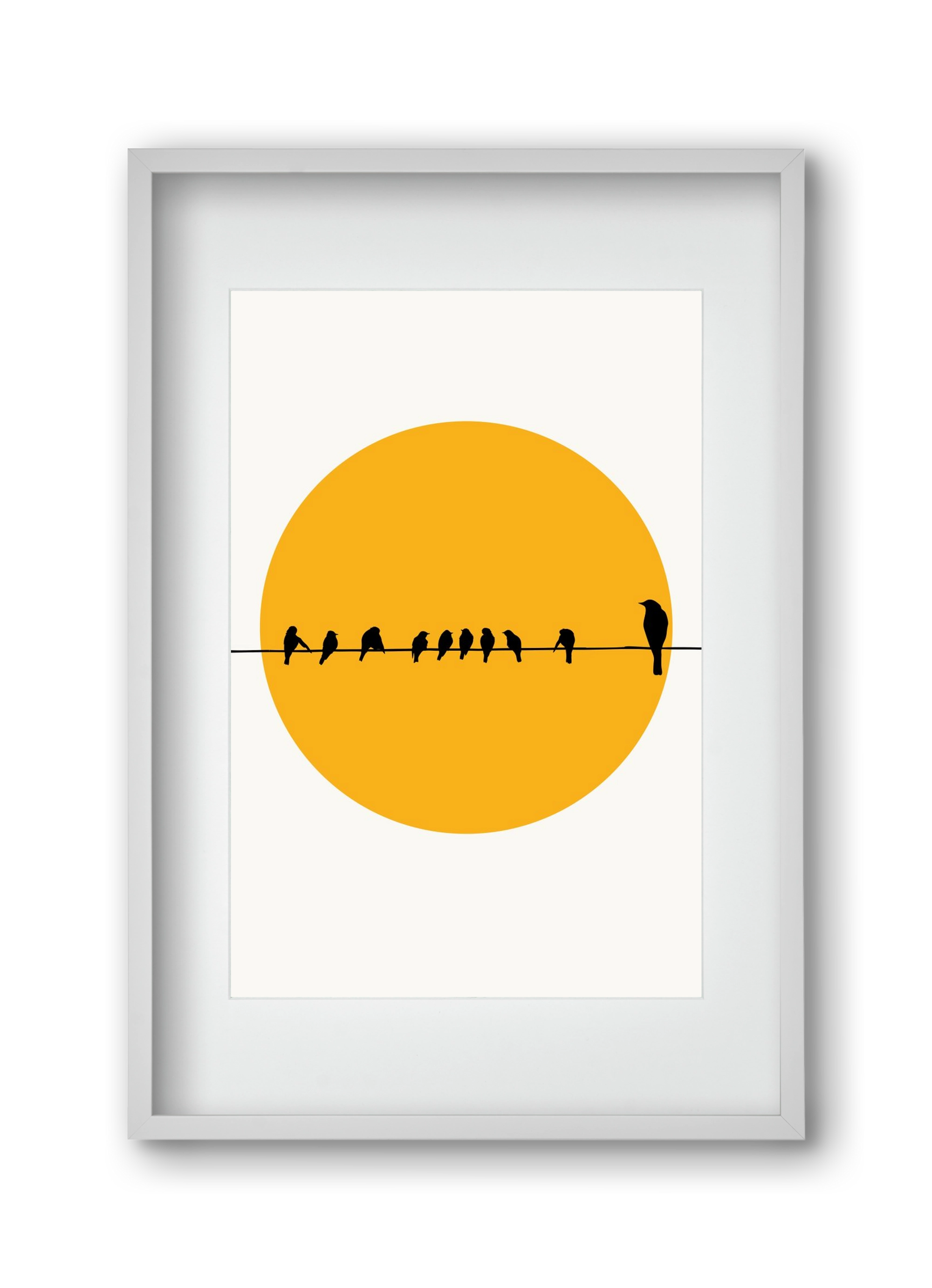 Birds family, 30x45 cm (20x30 cm), Fehér keret, paszpartuval