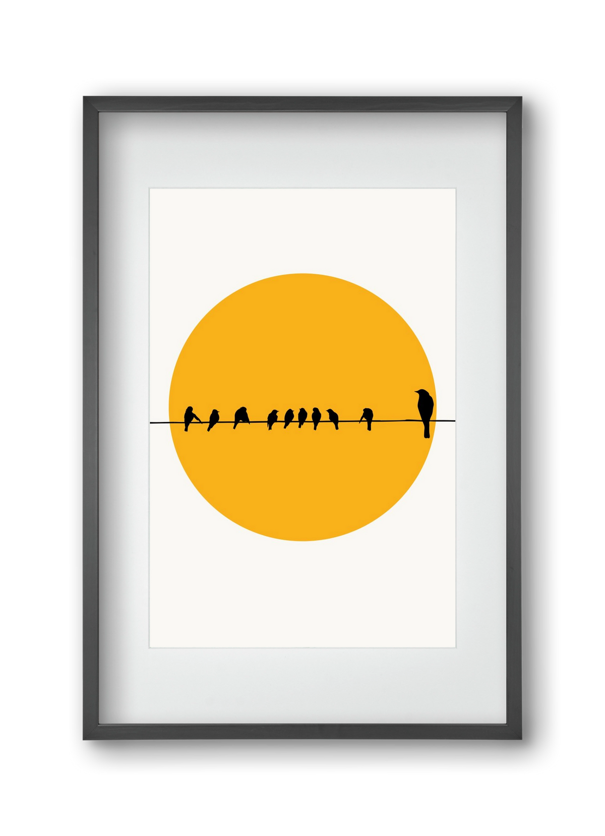 Birds family, 30x45 cm (20x30 cm), Fekete keret, paszpartuval