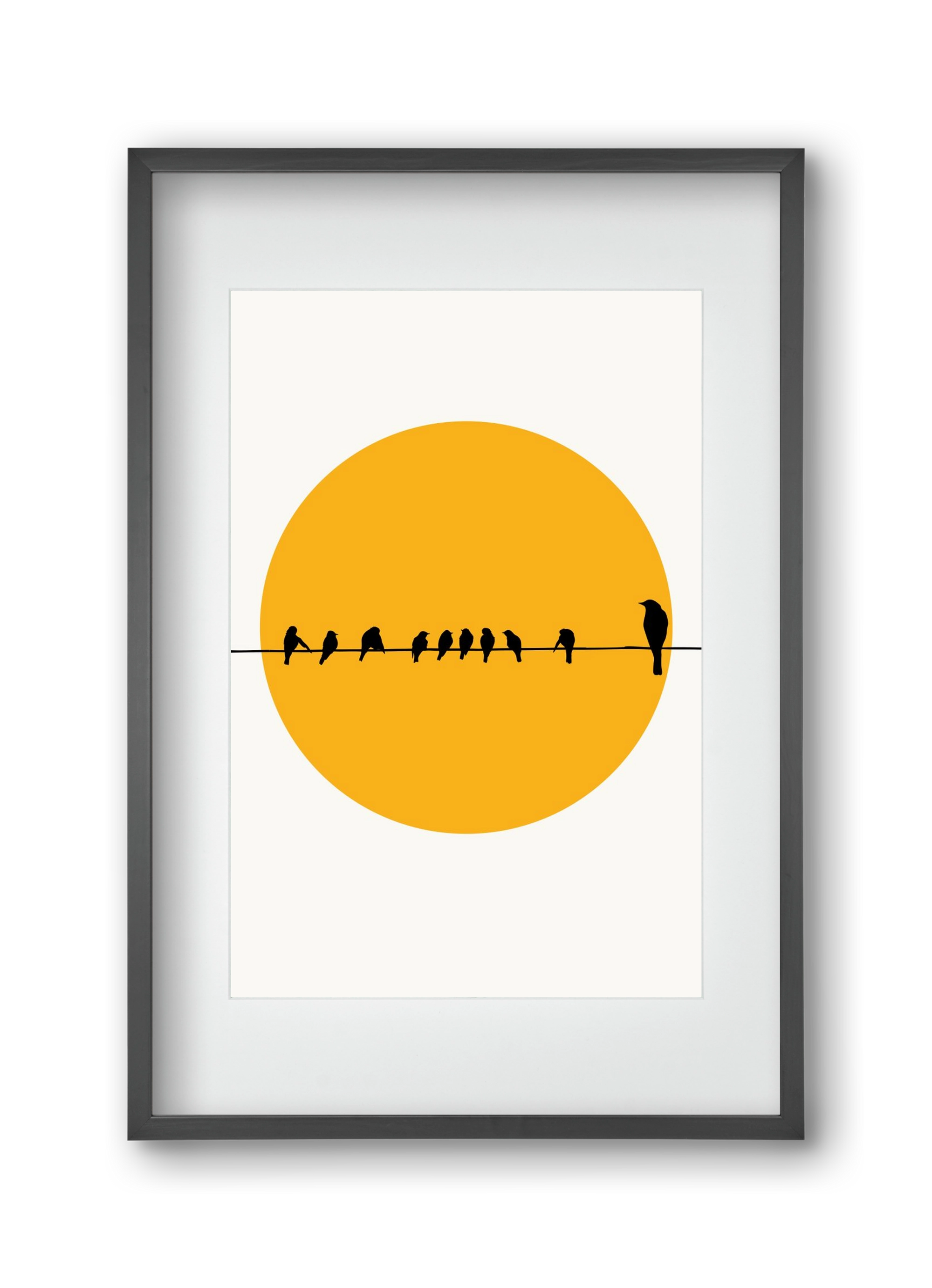 Birds family, 30x45 cm (20x30 cm), Fekete keret, paszpartuval