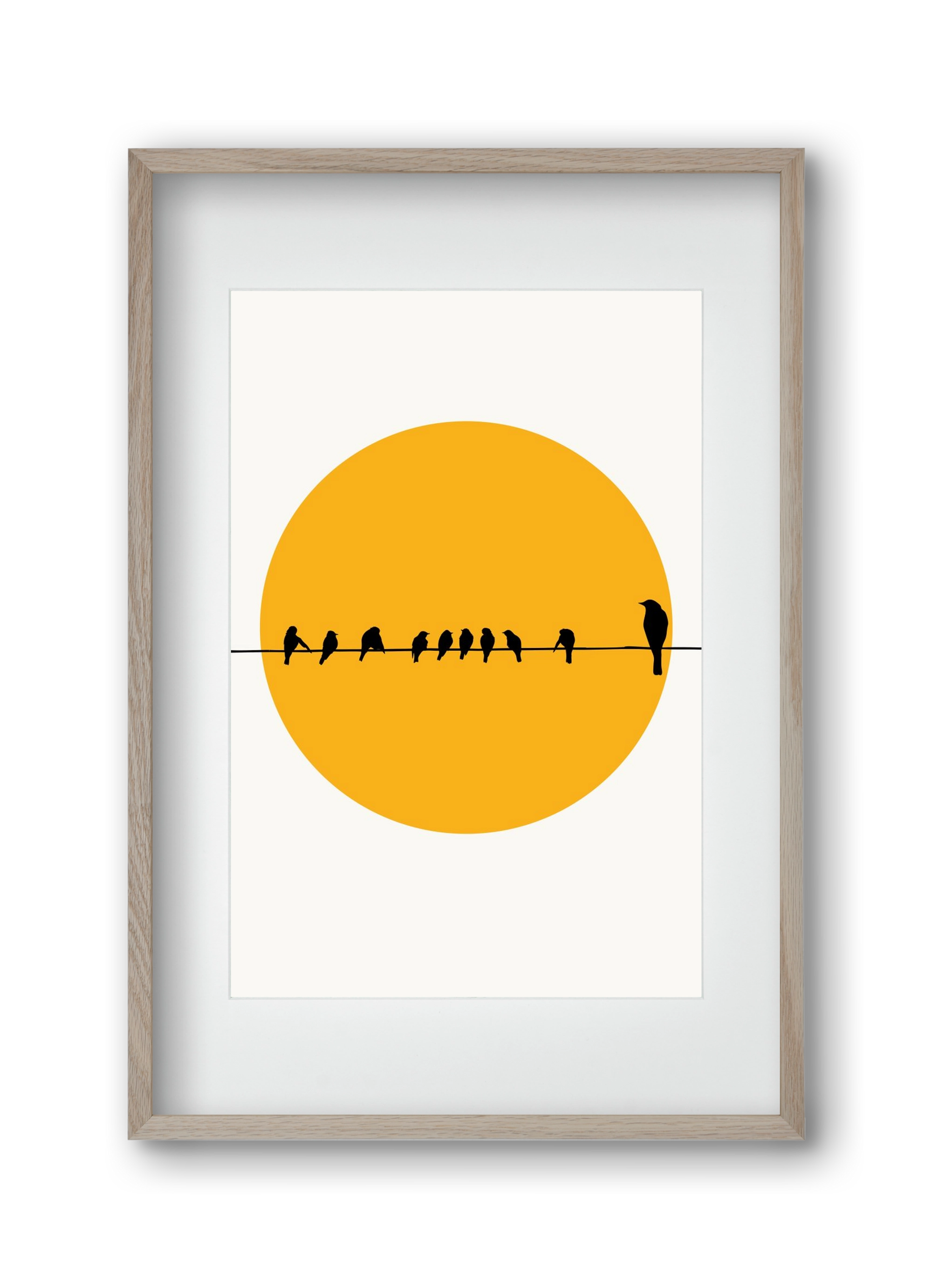 Birds family, 30x45 cm (20x30 cm), Tölgy keret, paszpartuval