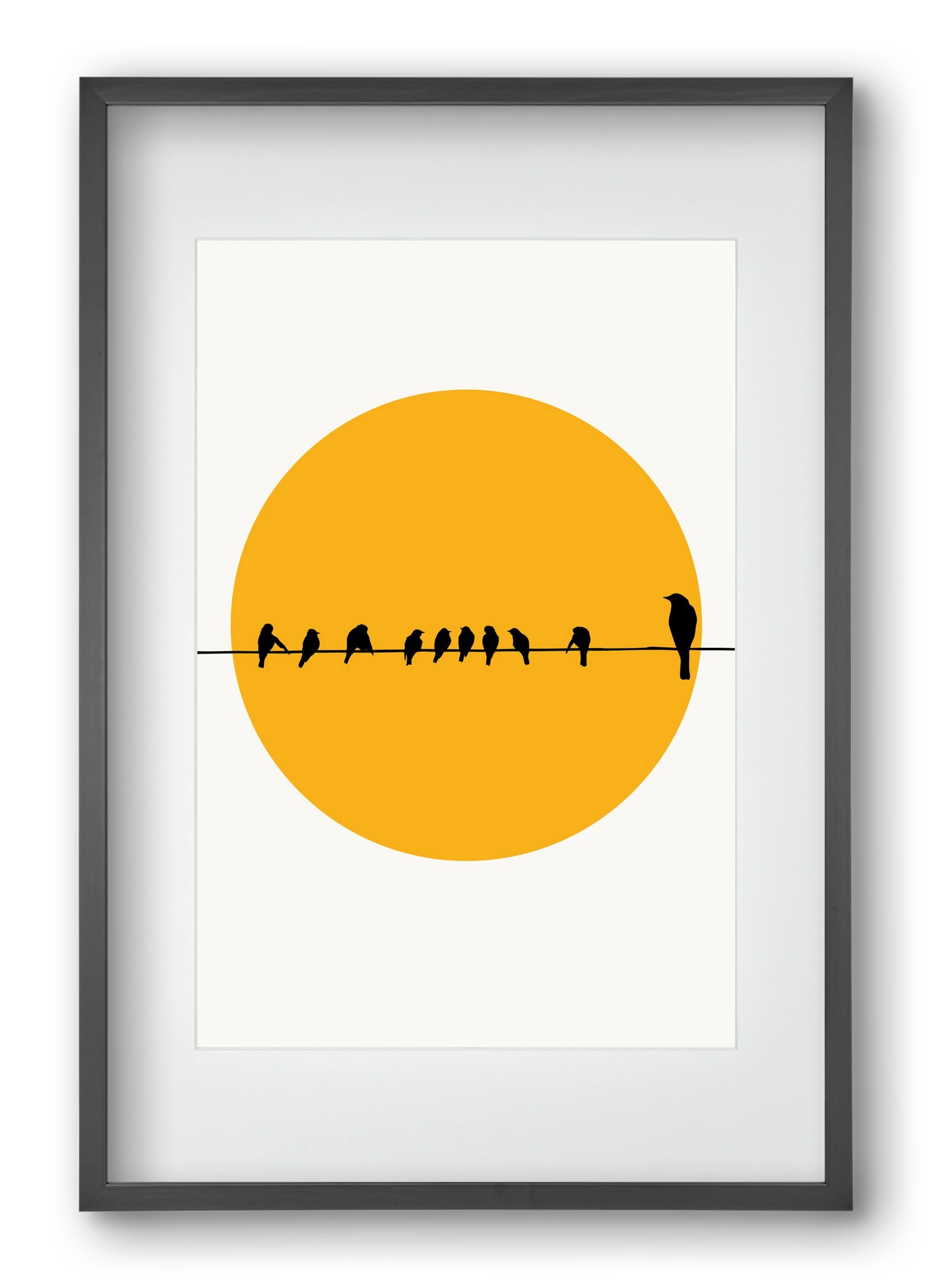 Birds family, 40x60 cm (30x45 cm), Fekete keret, paszpartuval