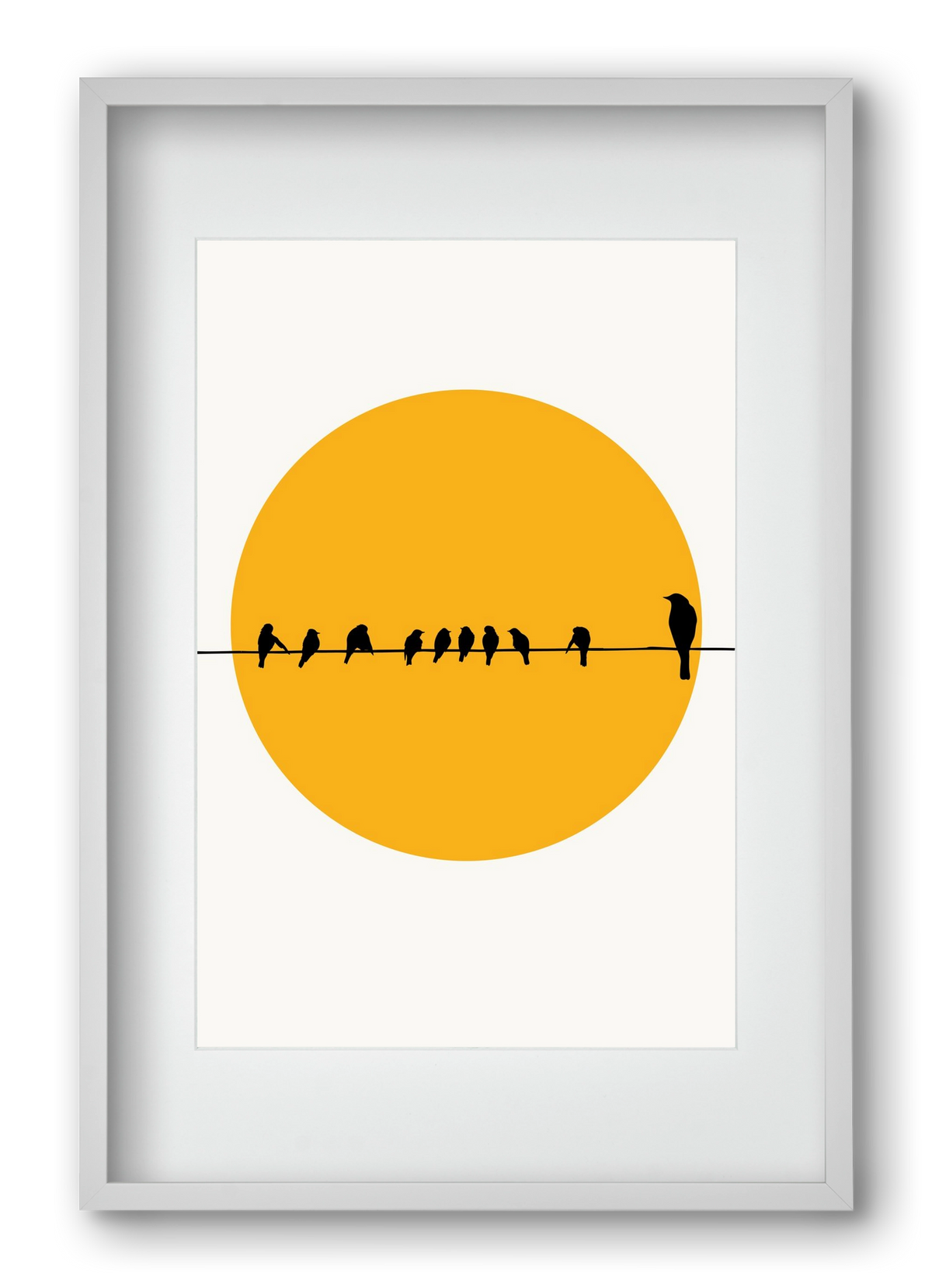 Birds family, 40x60 cm (30x45 cm), Fehér keret, paszpartuval