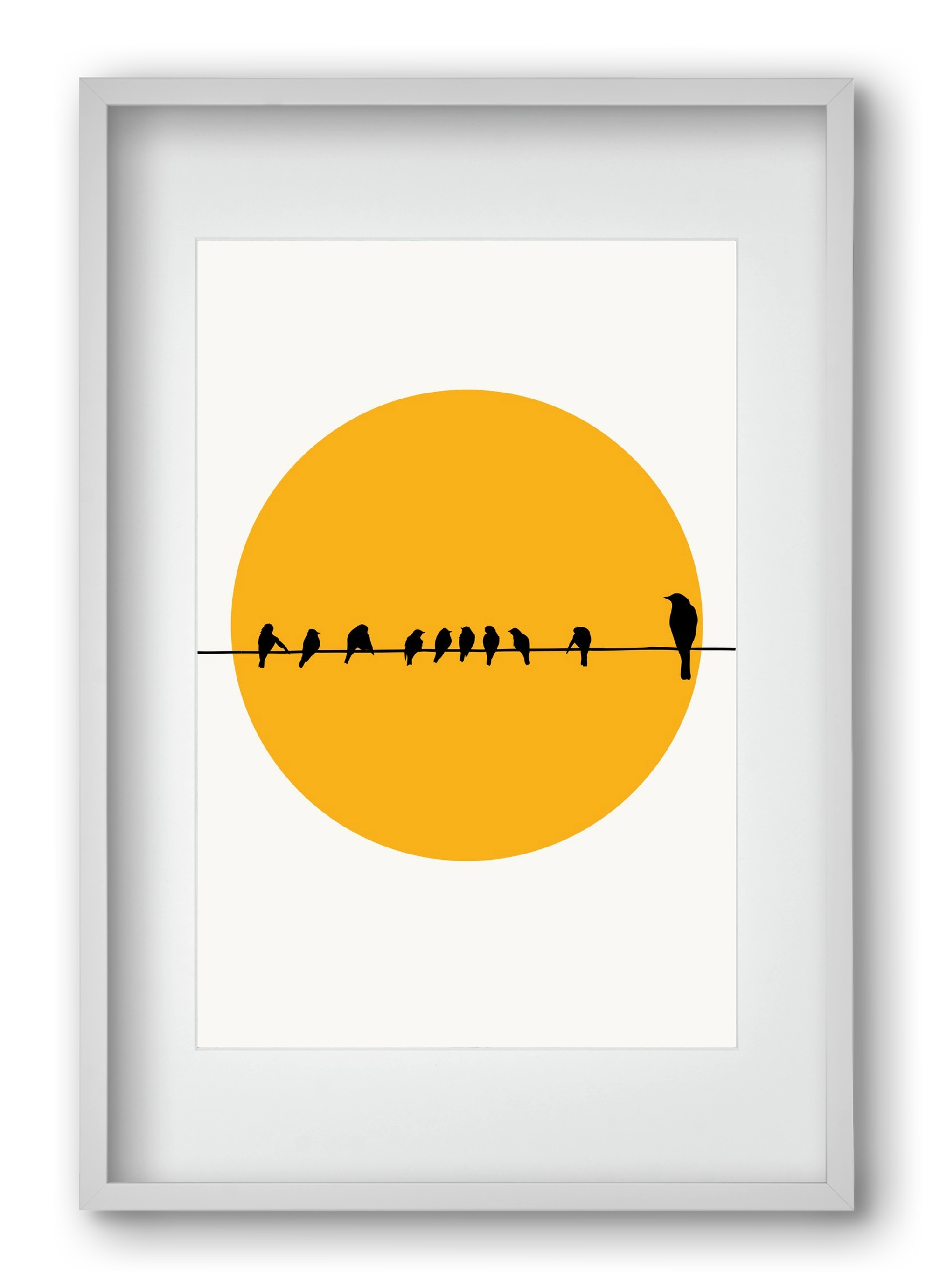 Birds family, 40x60 cm (30x45 cm), Fehér keret, paszpartuval