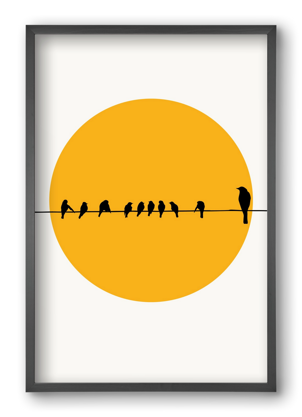 Birds family, 40x60 cm (40x60 cm), Fekete keret