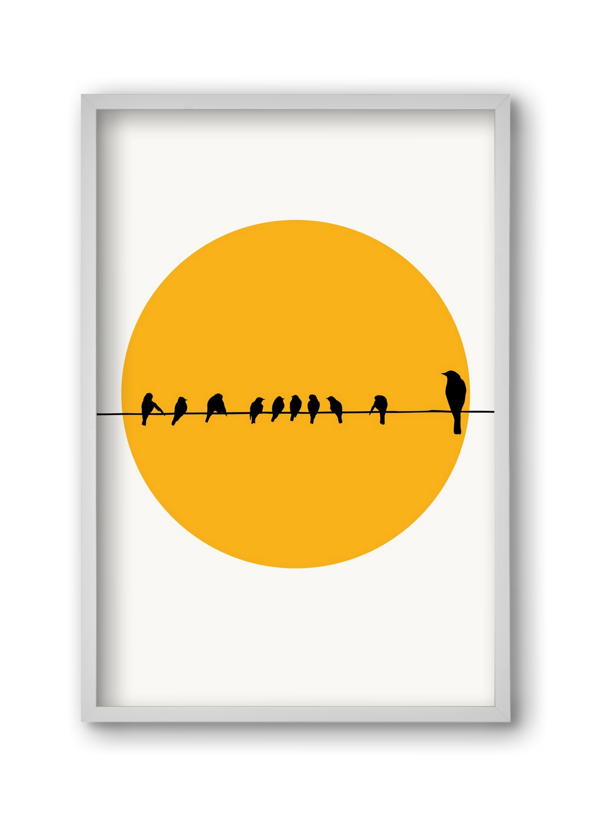 Birds family, 30x45 cm (30x45 cm), Fehér keret