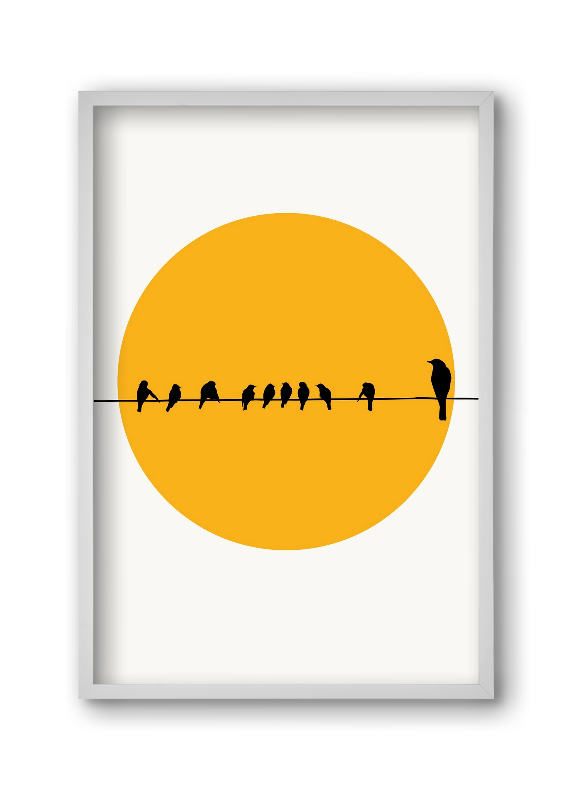 Birds family, 30x45 cm (30x45 cm), Fehér keret