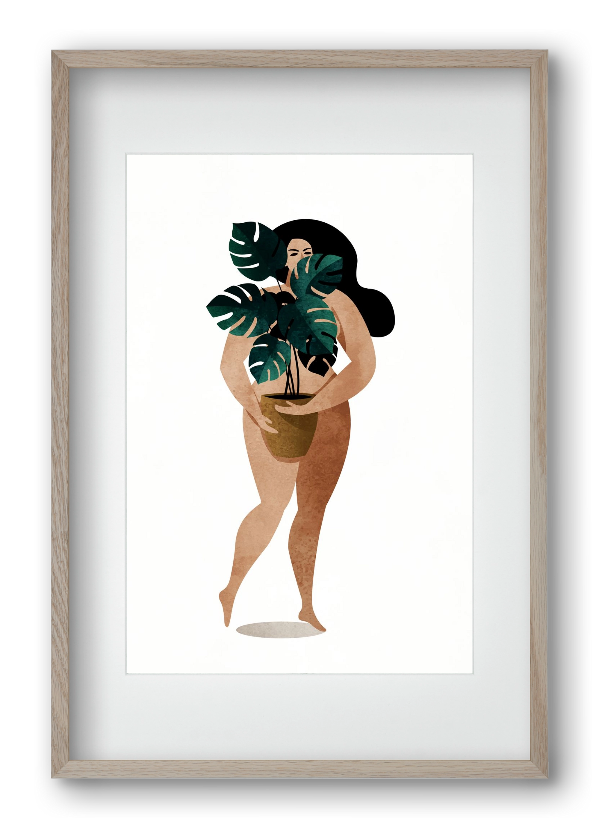 Nude With Plant, 40x60 cm (30x45 cm), Tölgy keret, paszpartuval