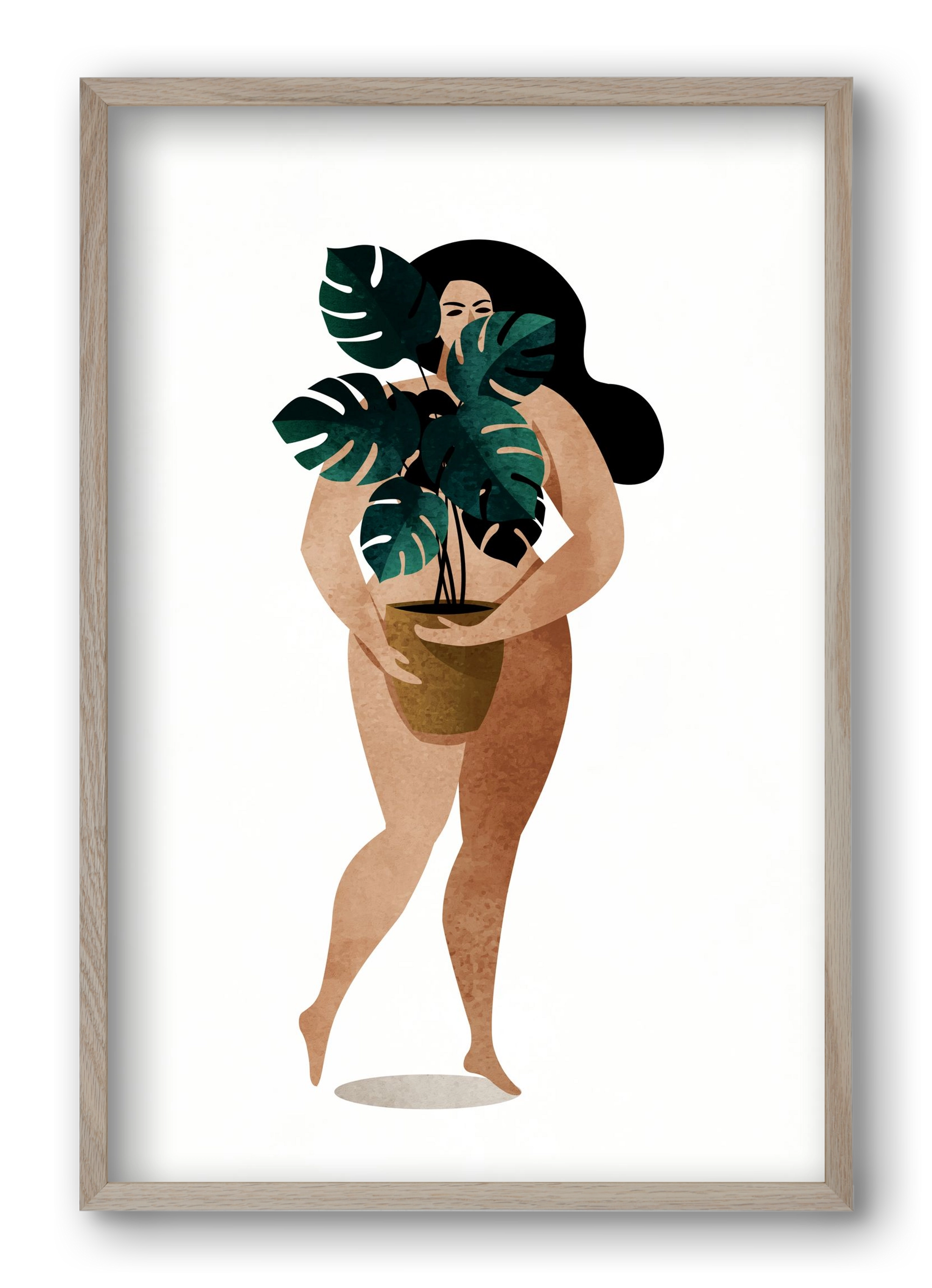 Nude With Plant, 40x60 cm (40x60 cm), Tölgy keret