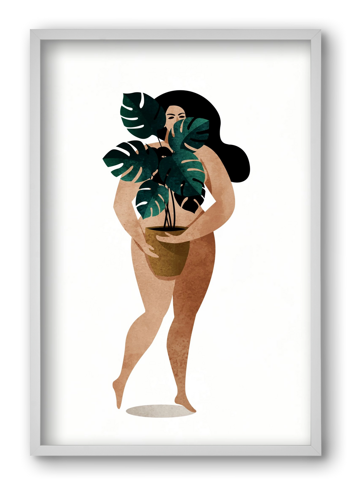 Nude With Plant, 40x60 cm (40x60 cm), Fehér keret