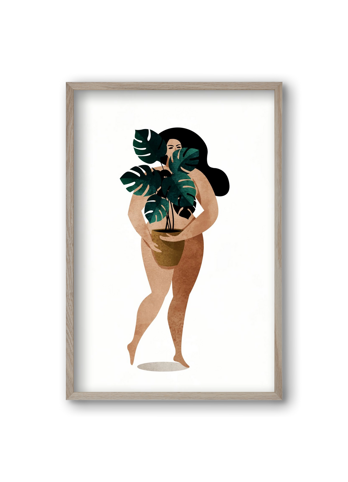 Nude With Plant, 20x30 cm (20x30 cm), Tölgy keret