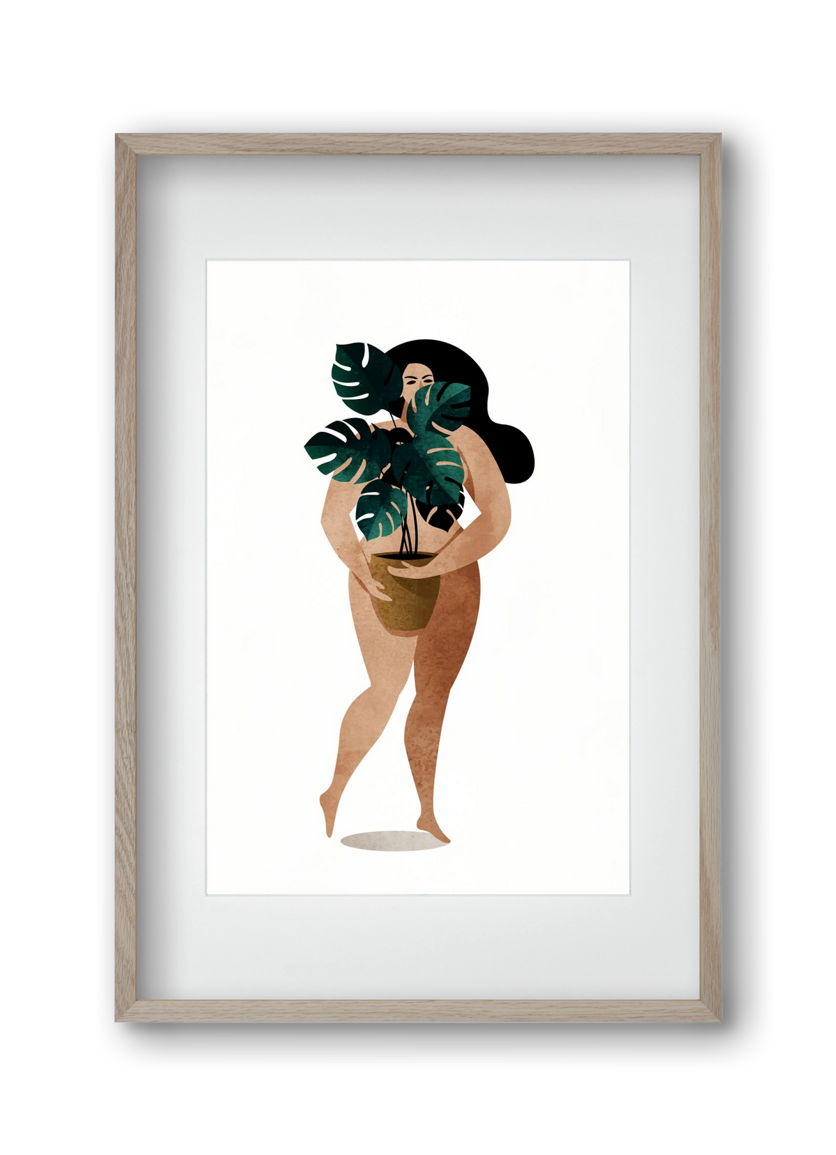 Nude With Plant, 30x45 cm (20x30 cm), Tölgy keret, paszpartuval