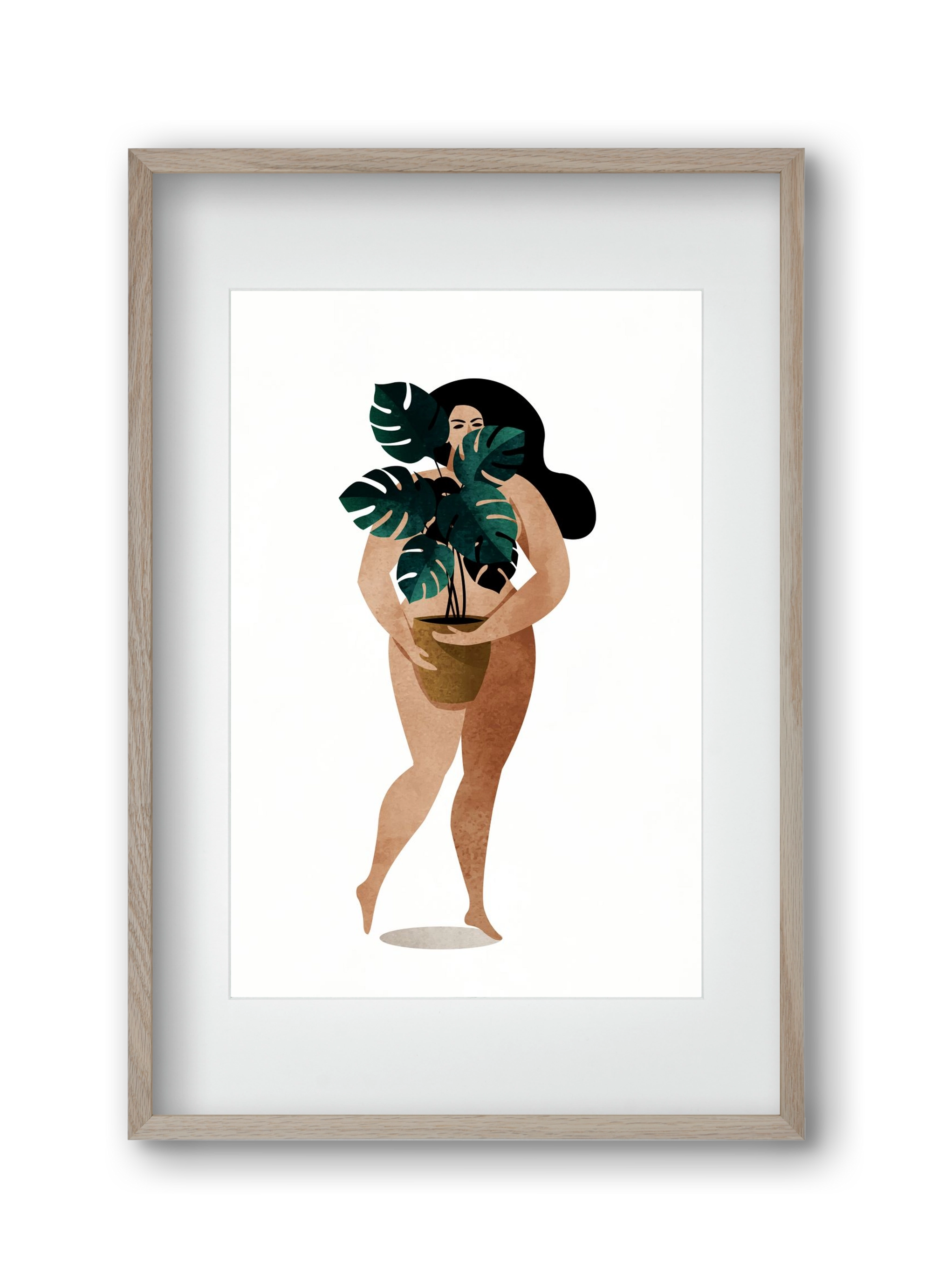 Nude With Plant, 30x45 cm (20x30 cm), Tölgy keret, paszpartuval