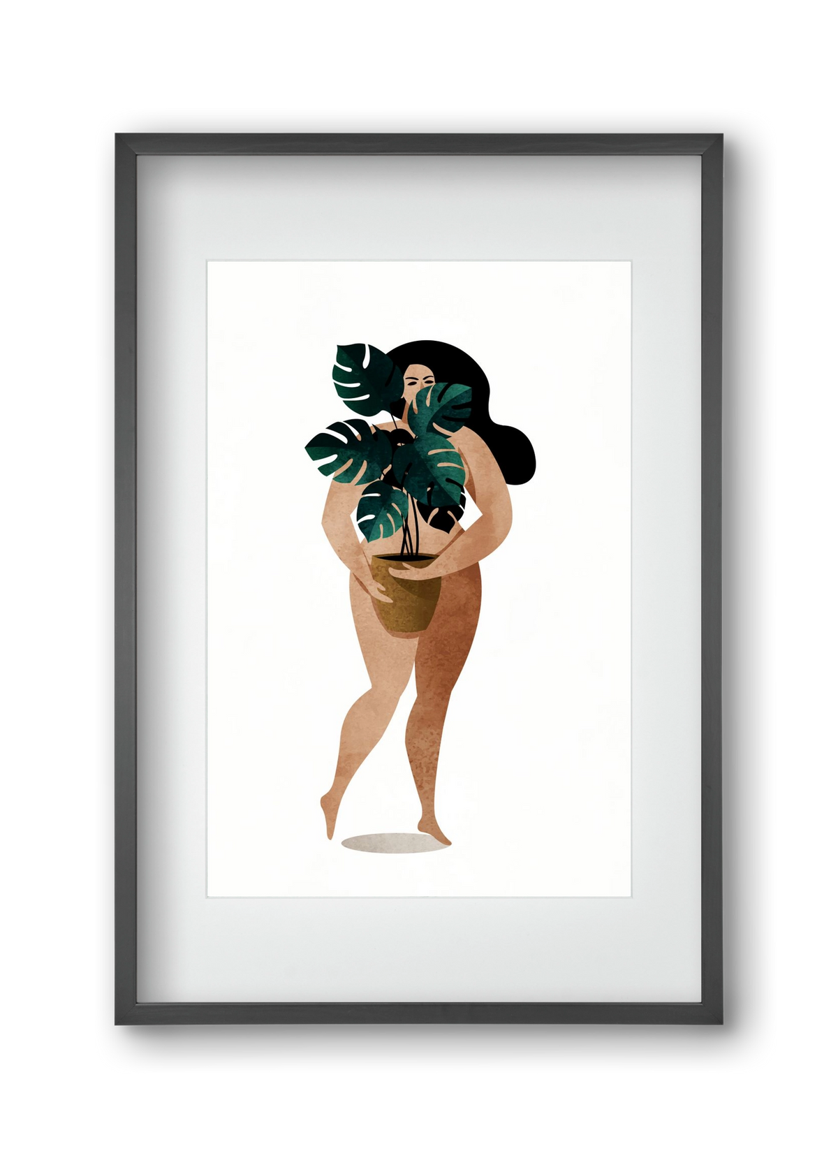 Nude With Plant, 30x45 cm (20x30 cm), Fekete keret, paszpartuval