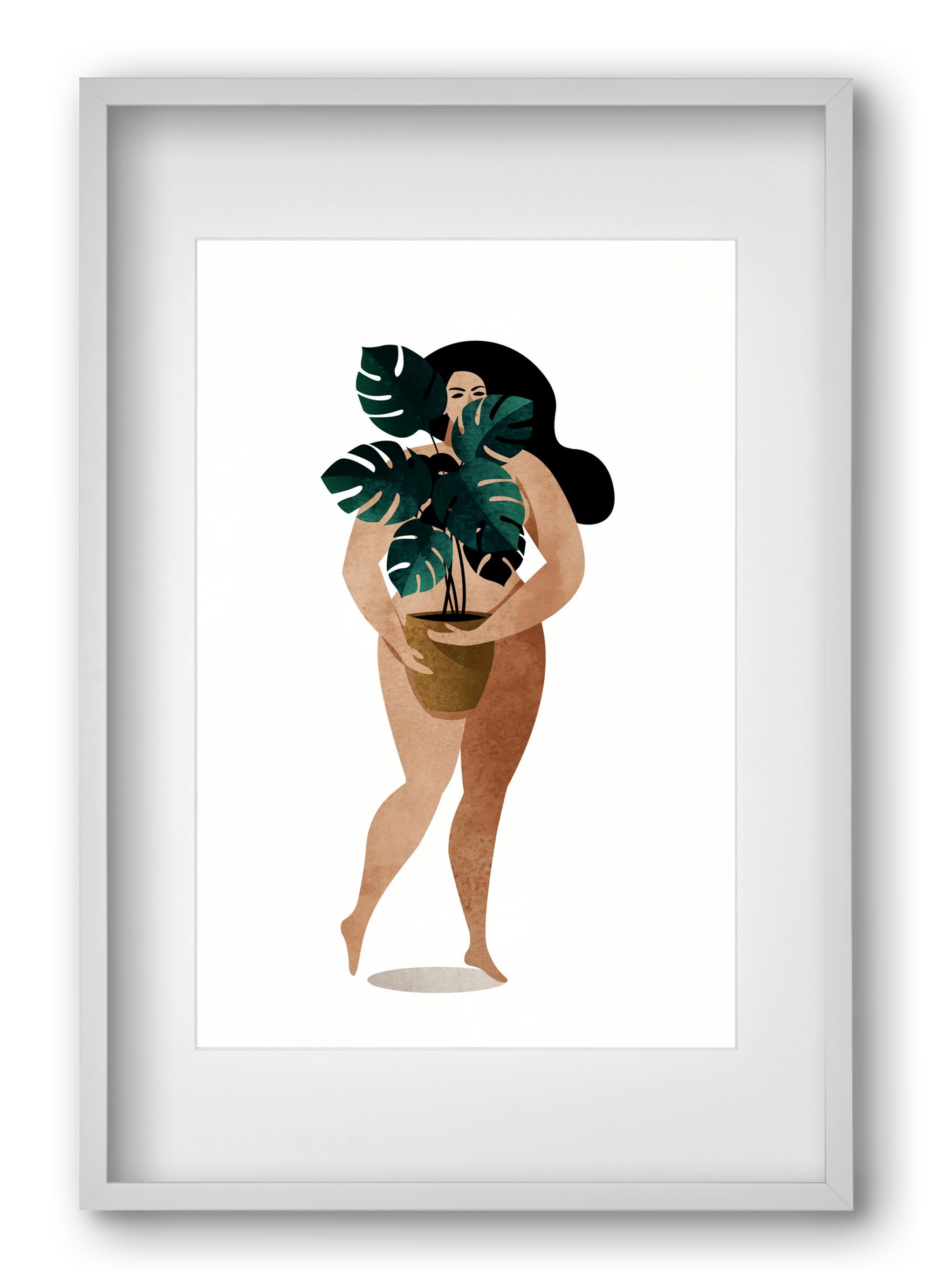Nude With Plant, 40x60 cm (30x45 cm), Fehér keret, paszpartuval