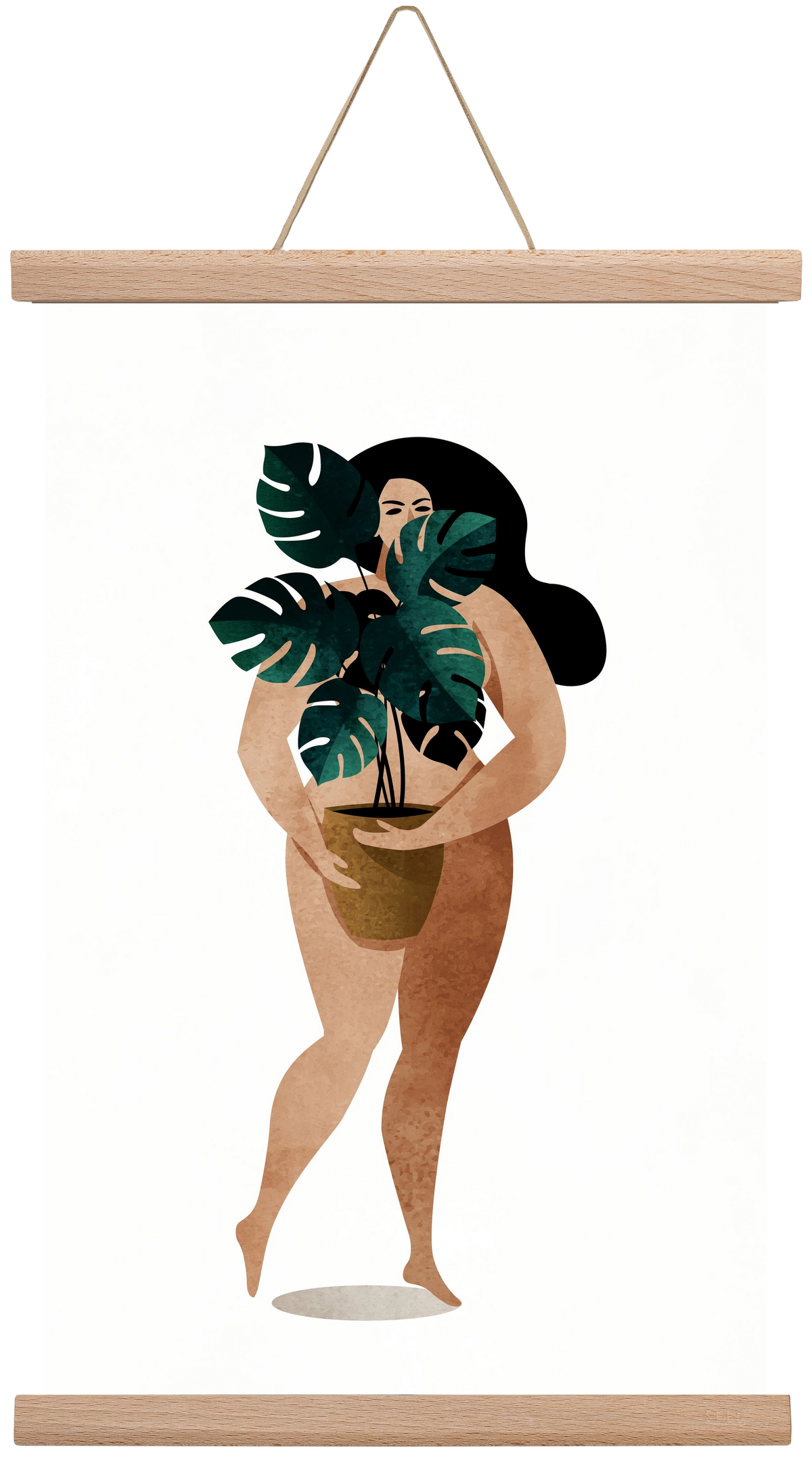 Nude With Plant, 30x45 cm (30x45 cm), Tölgy akasztó