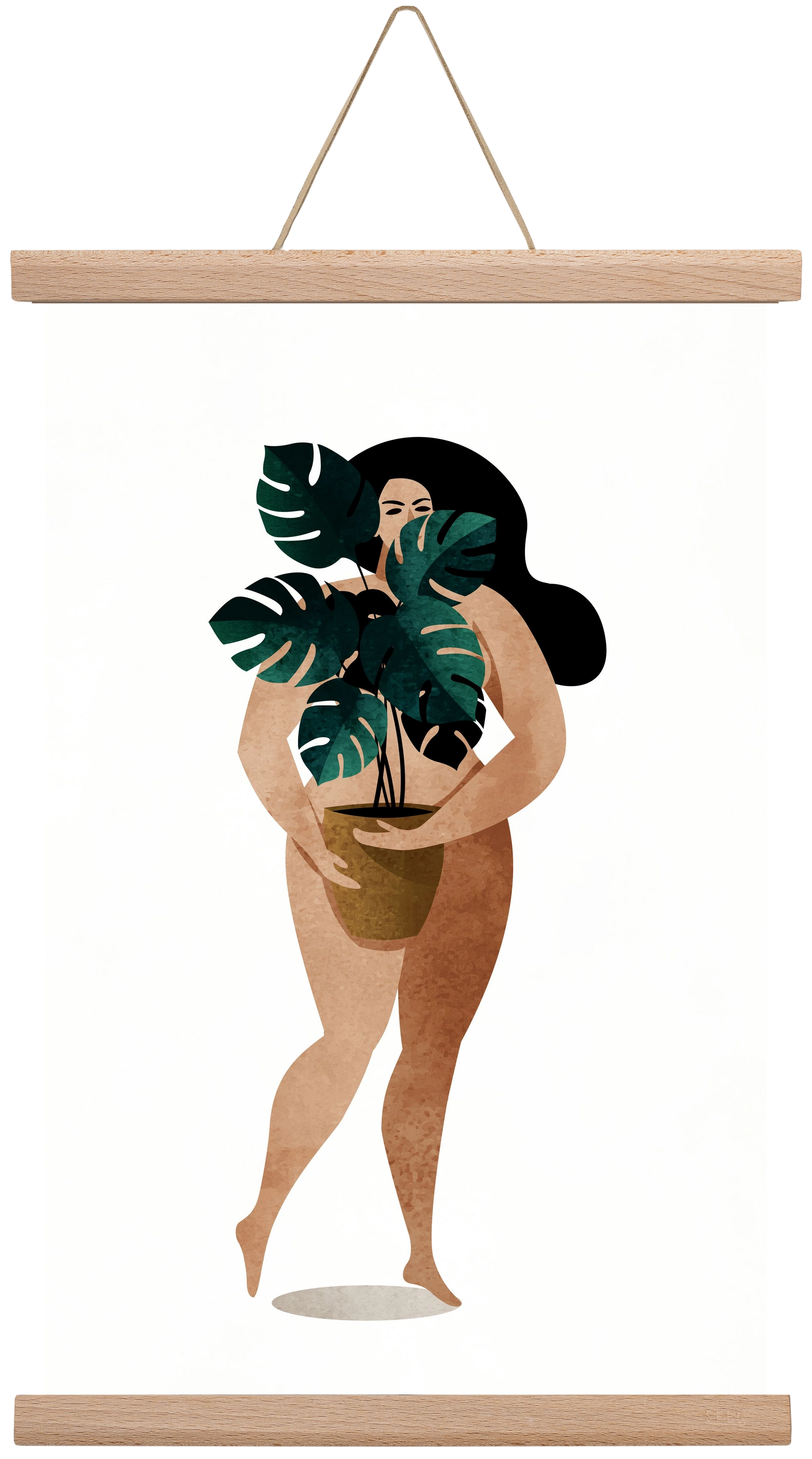 Nude With Plant, 30x45 cm (30x45 cm), Tölgy akasztó