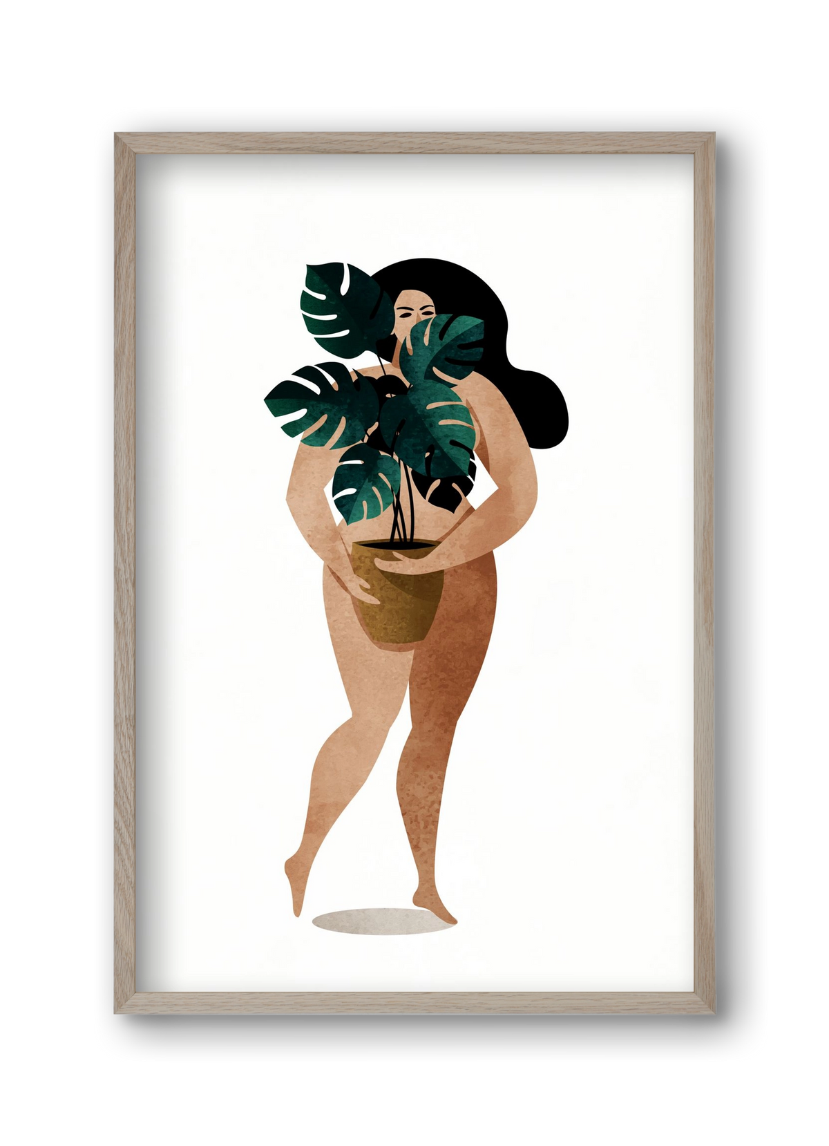 Nude With Plant, 30x45 cm (30x45 cm), Tölgy keret