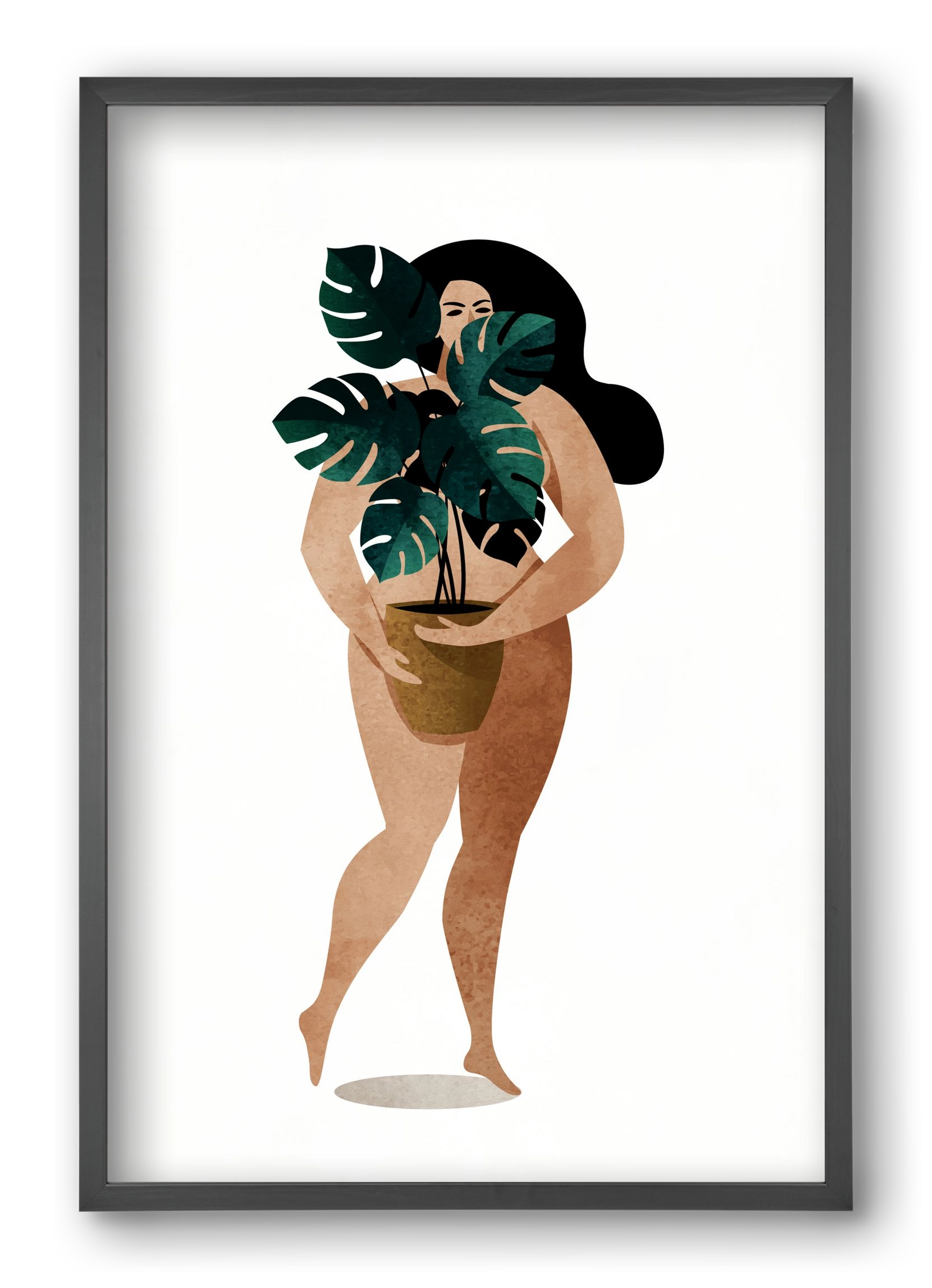 Nude With Plant, 40x60 cm (40x60 cm), Fekete keret