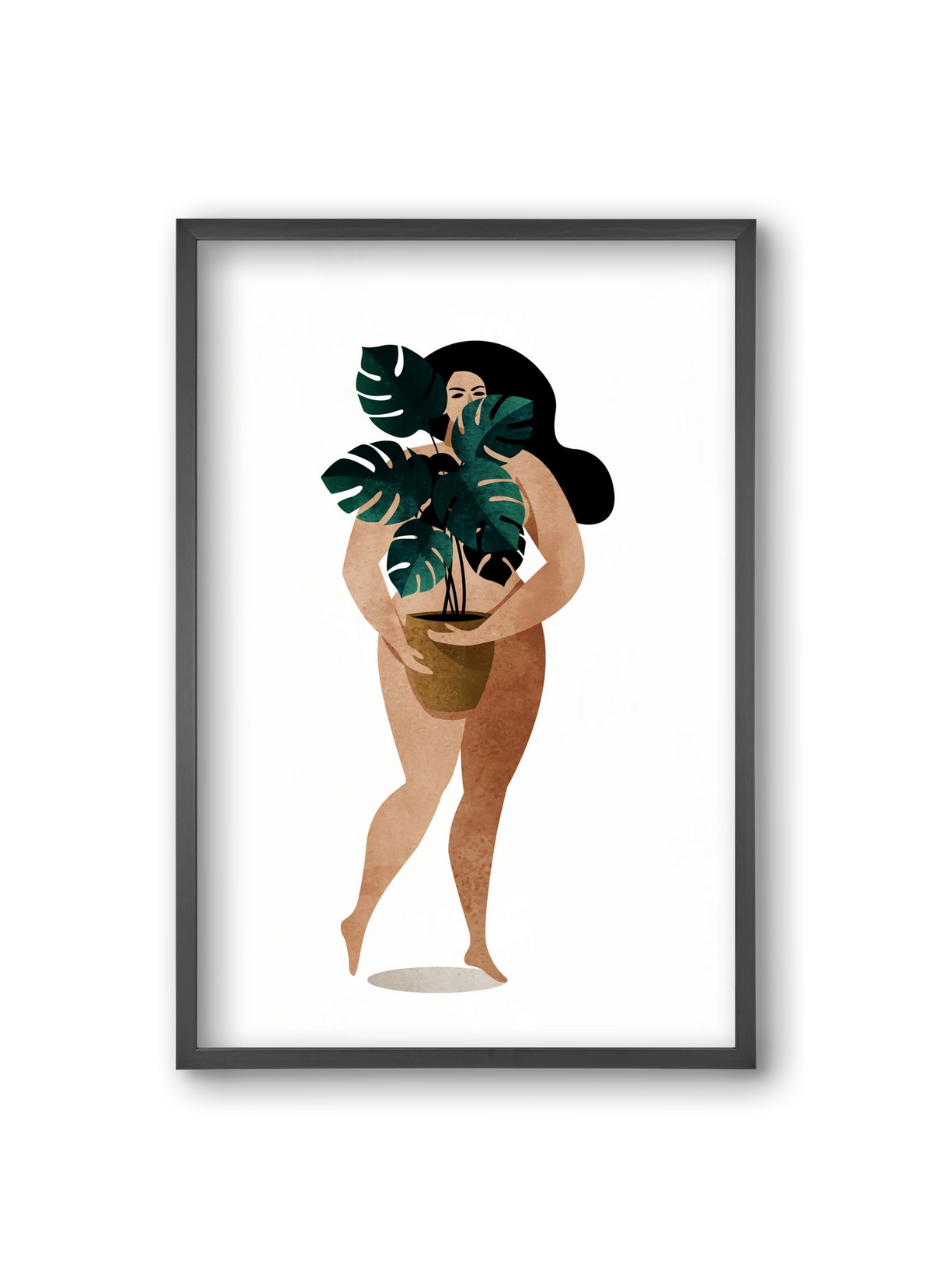 Nude With Plant, 20x30 cm (20x30 cm), Fekete keret