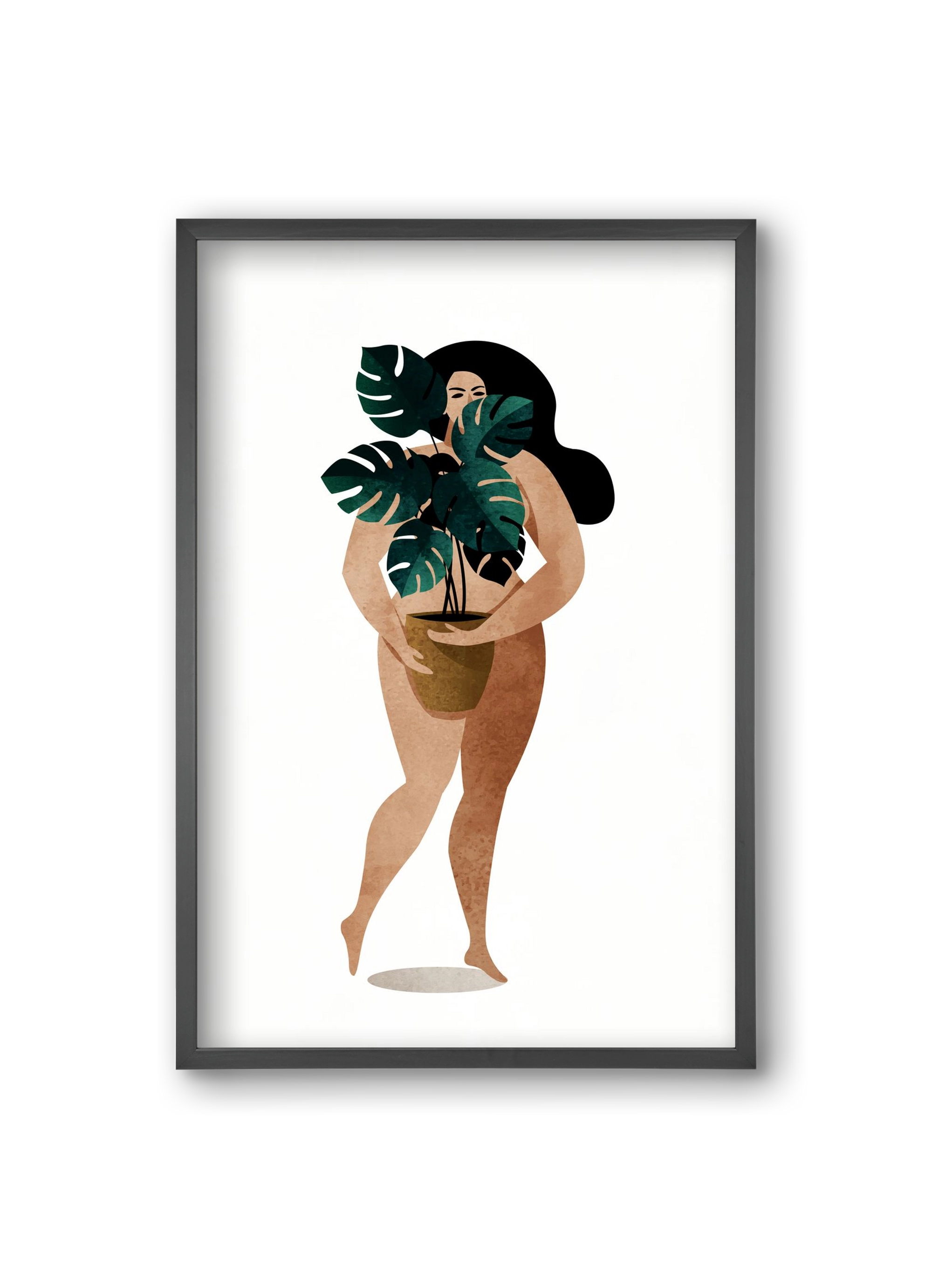 Nude With Plant, 20x30 cm (20x30 cm), Fekete keret