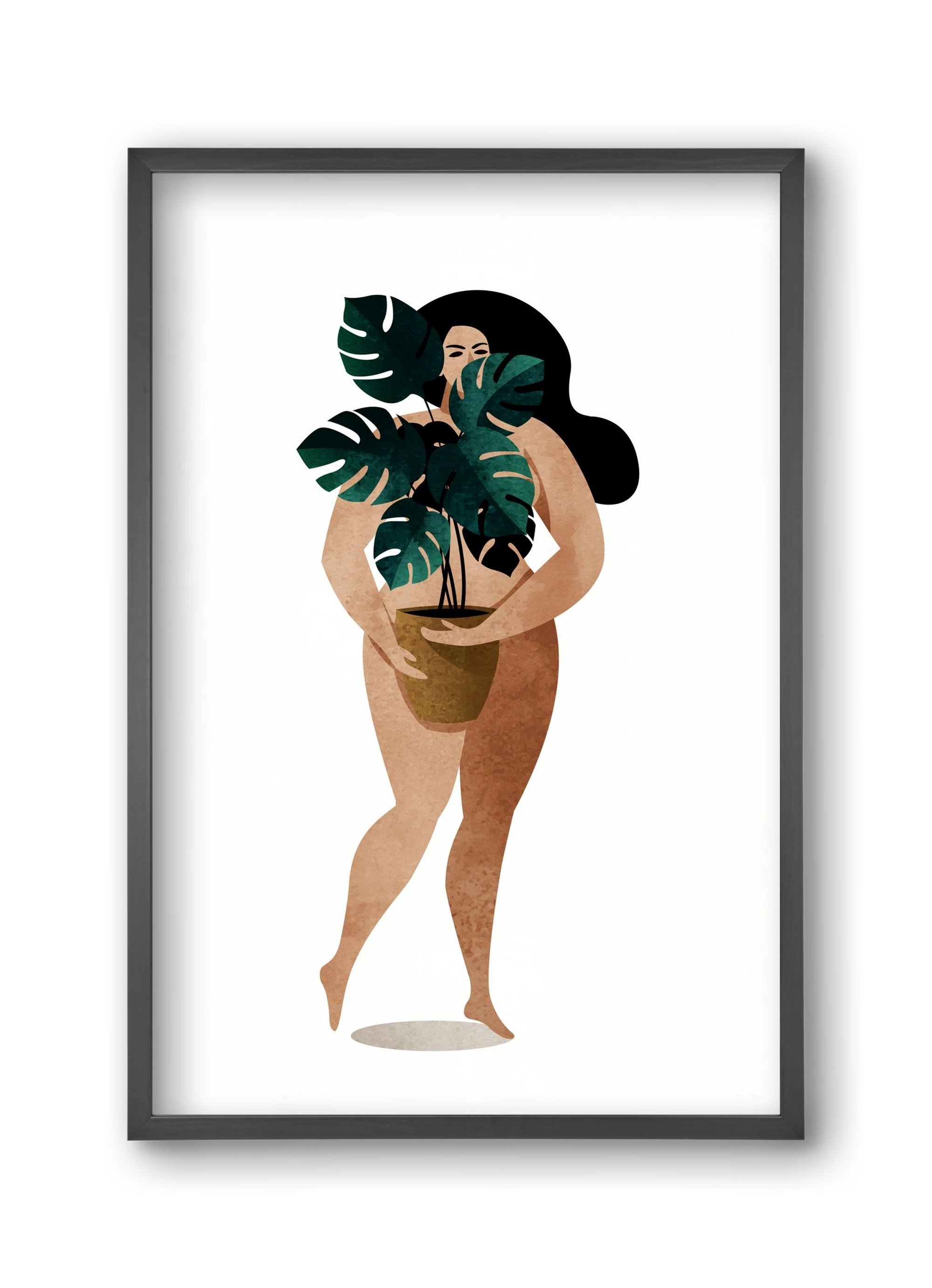 Nude With Plant, 30x45 cm (30x45 cm), Fekete keret