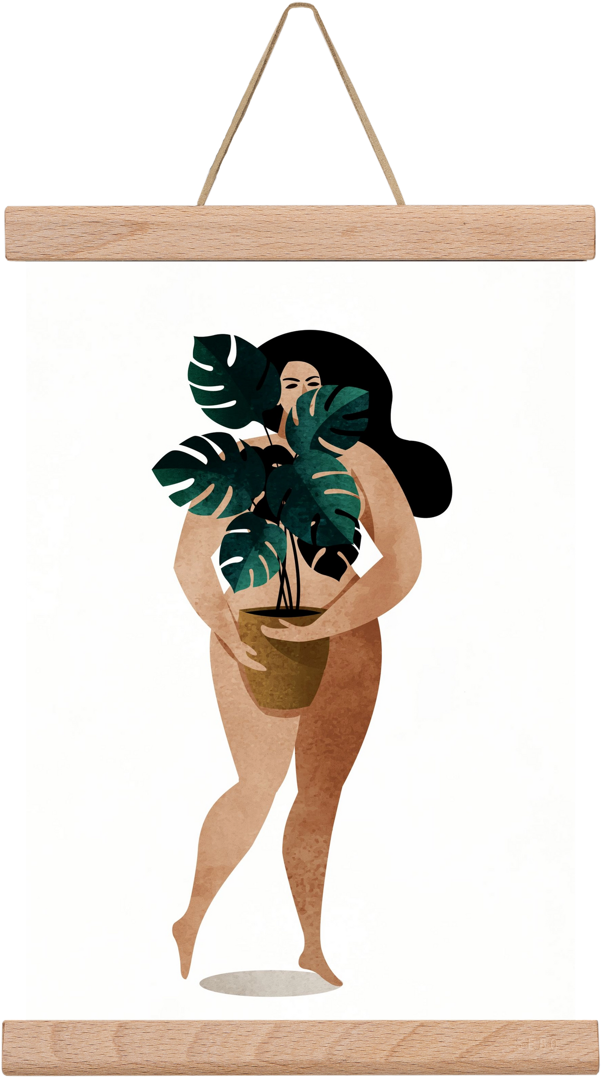 Nude With Plant, 20x30 cm (20x30 cm), Tölgy akasztó