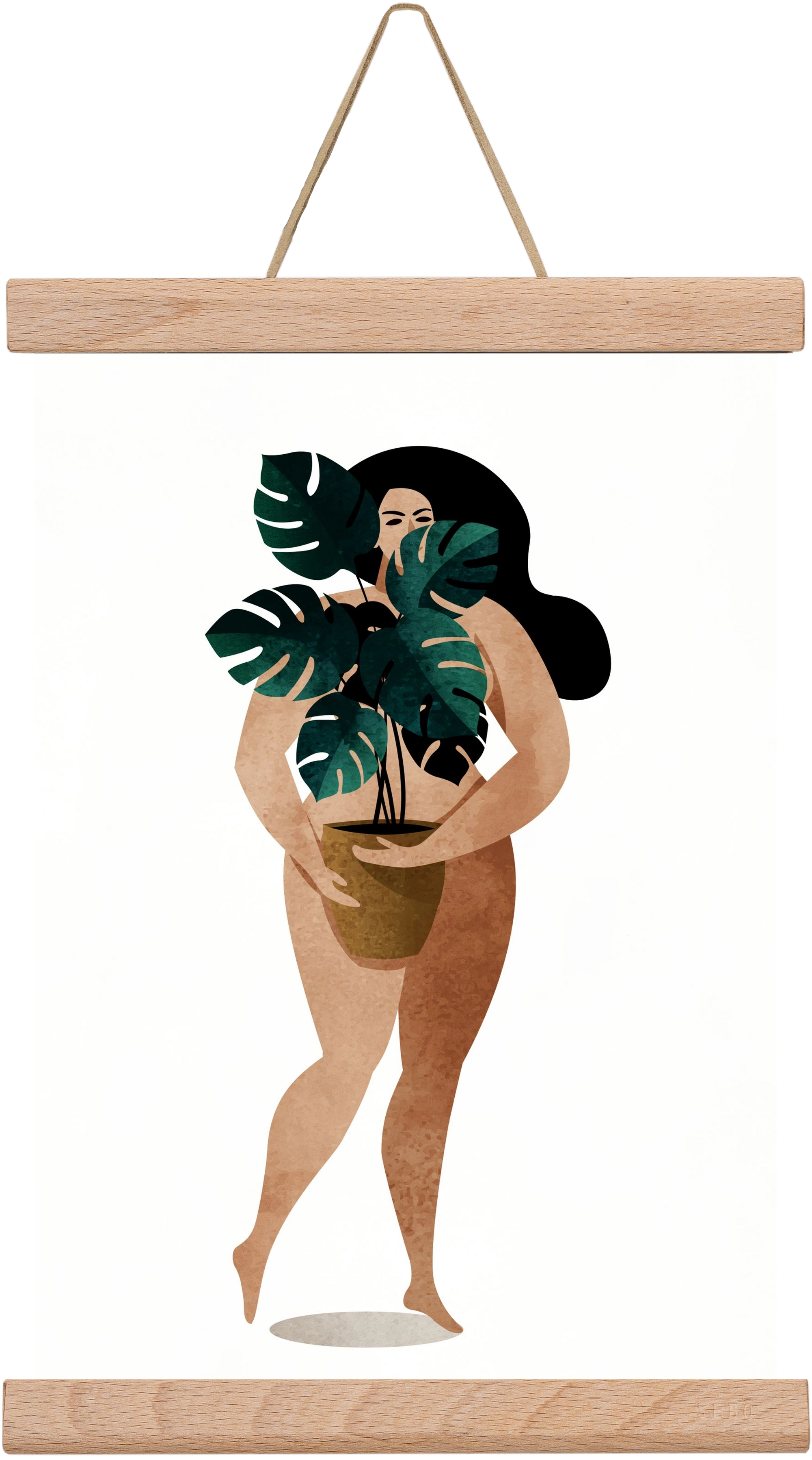 Nude With Plant, 20x30 cm (20x30 cm), Tölgy akasztó