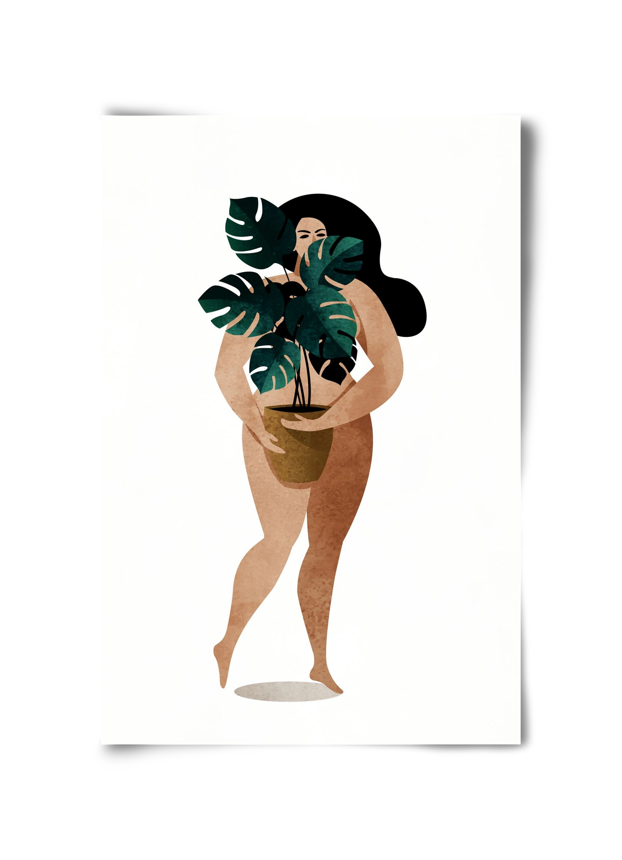 Nude With Plant, 30x45 cm, Keret nélkül