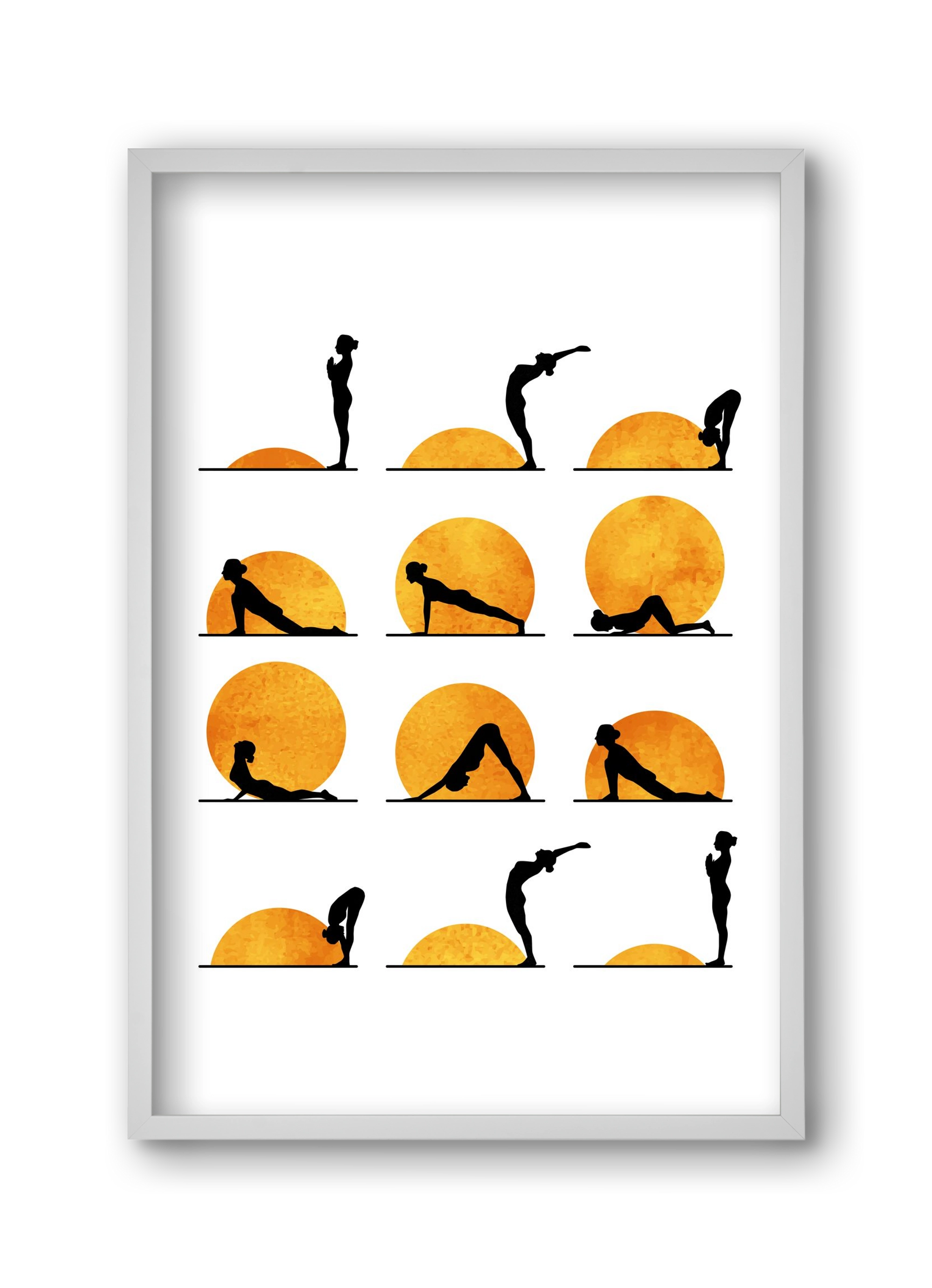 Yoga Sun, 30x45 cm (30x45 cm), Fehér keret