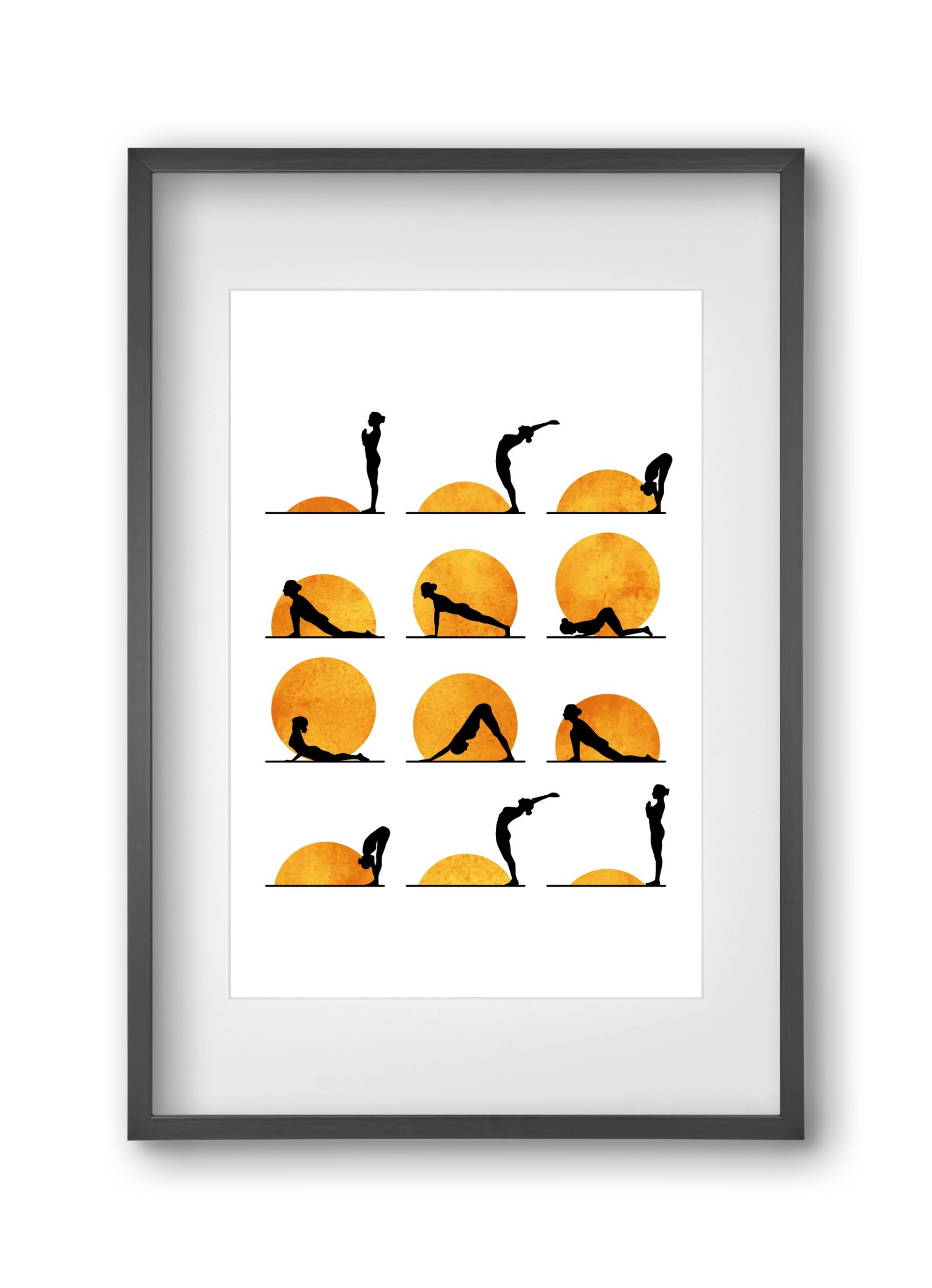 Yoga Sun, 30x45 cm (20x30 cm), Fekete keret, paszpartuval