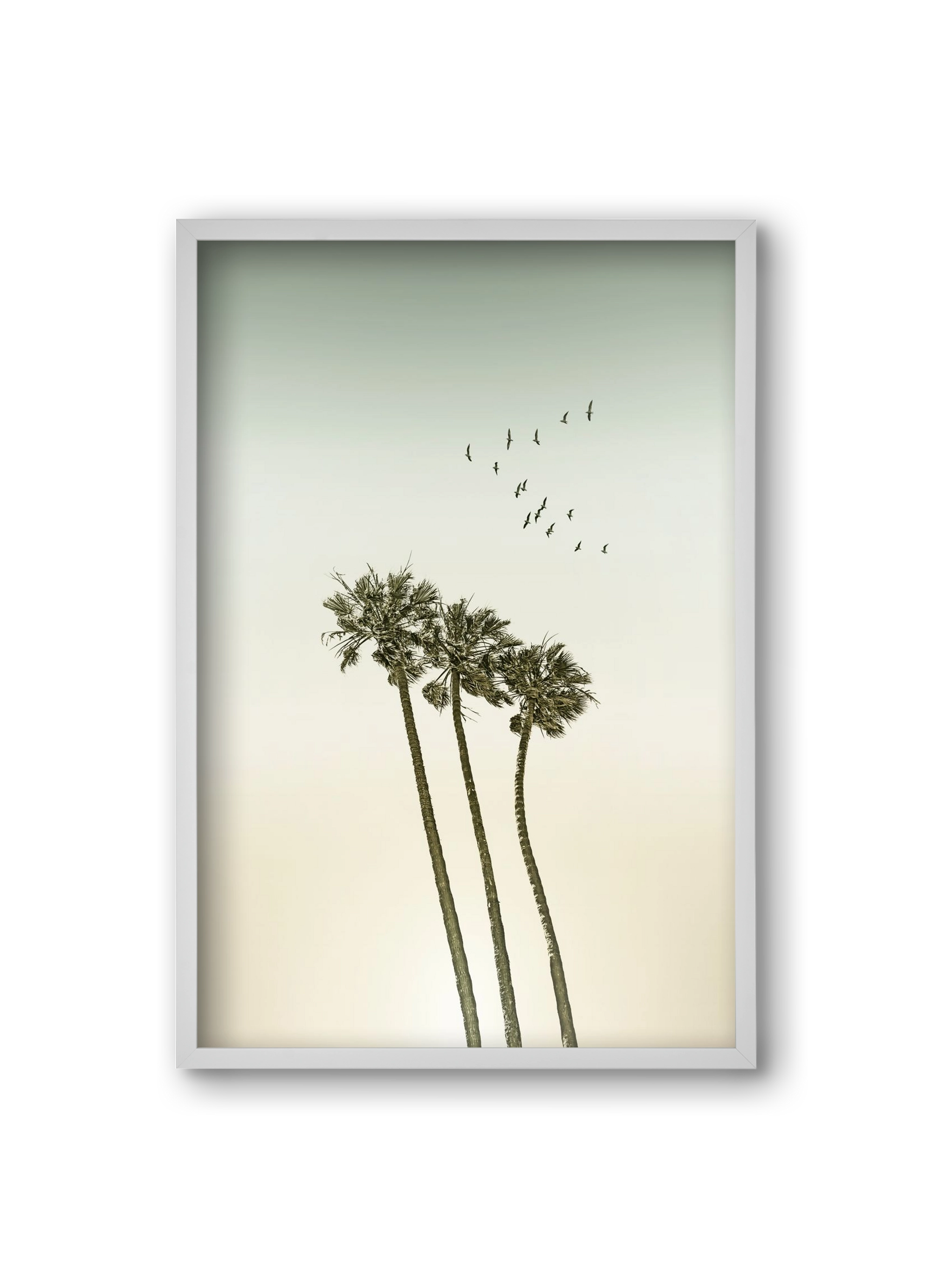 Vintage palm trees at sunset, 20x30 cm (20x30 cm), Fehér keret