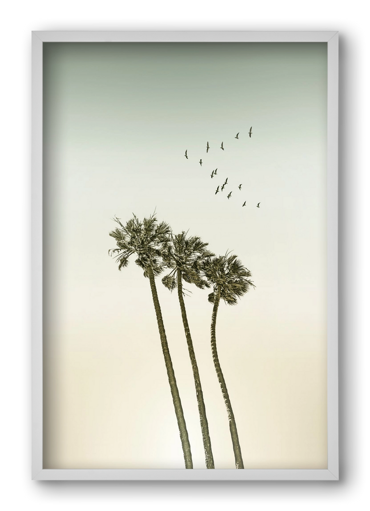 Vintage palm trees at sunset, 40x60 cm (40x60 cm), Fehér keret