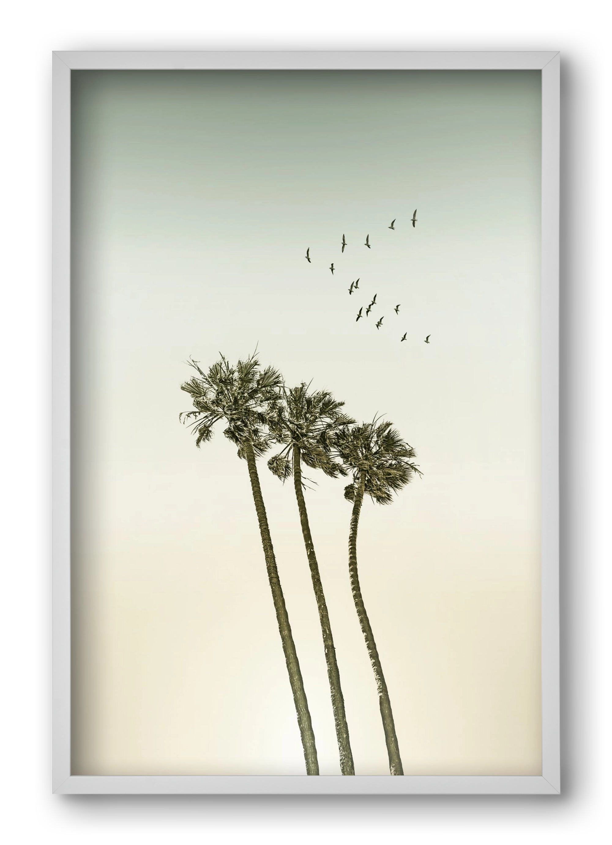 Vintage palm trees at sunset, 40x60 cm (40x60 cm), Fehér keret